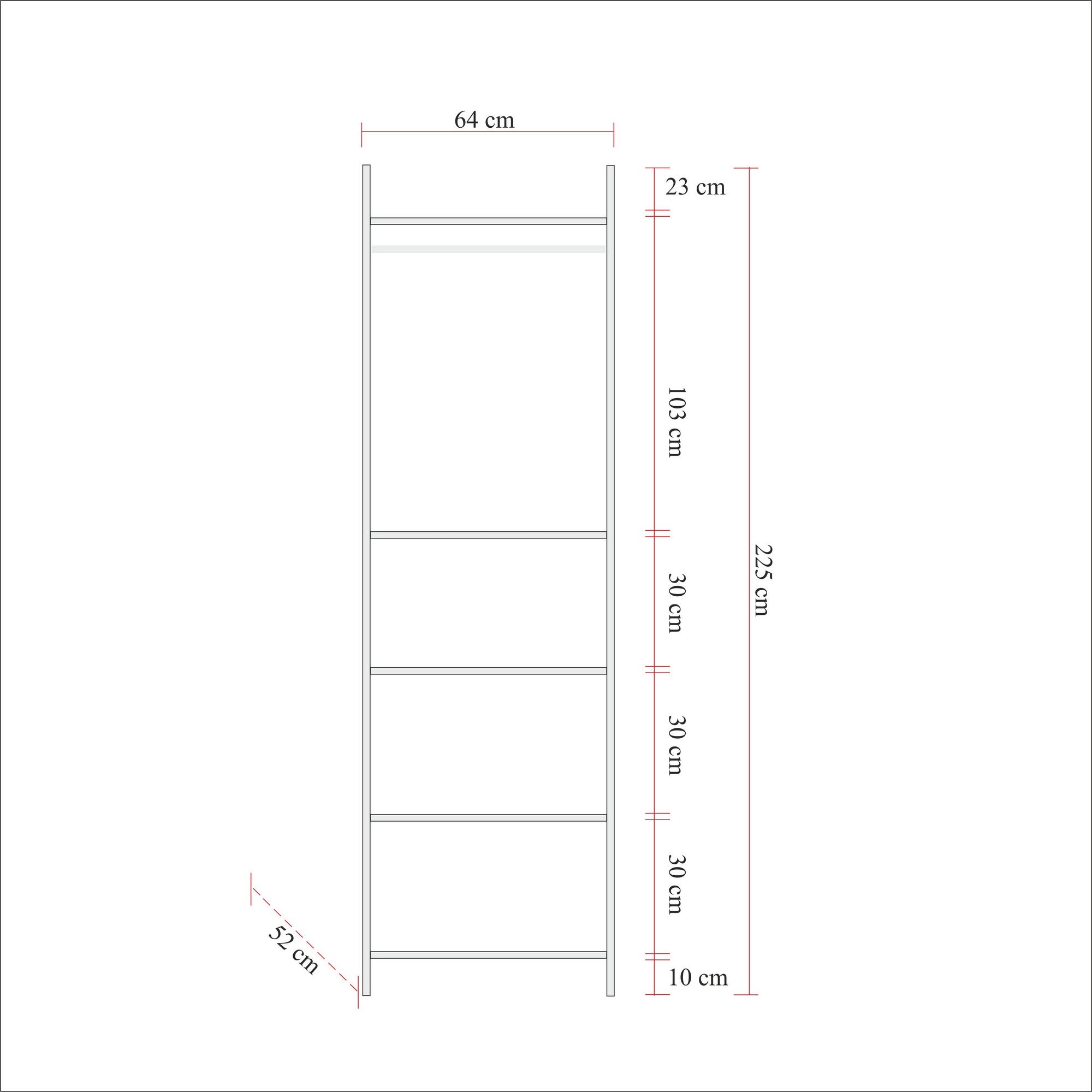 Guarda-roupa moderno – 64 cm x 225 cm x 52 cm – Pinho Atlântico – Painel de partículas revestido a melamina