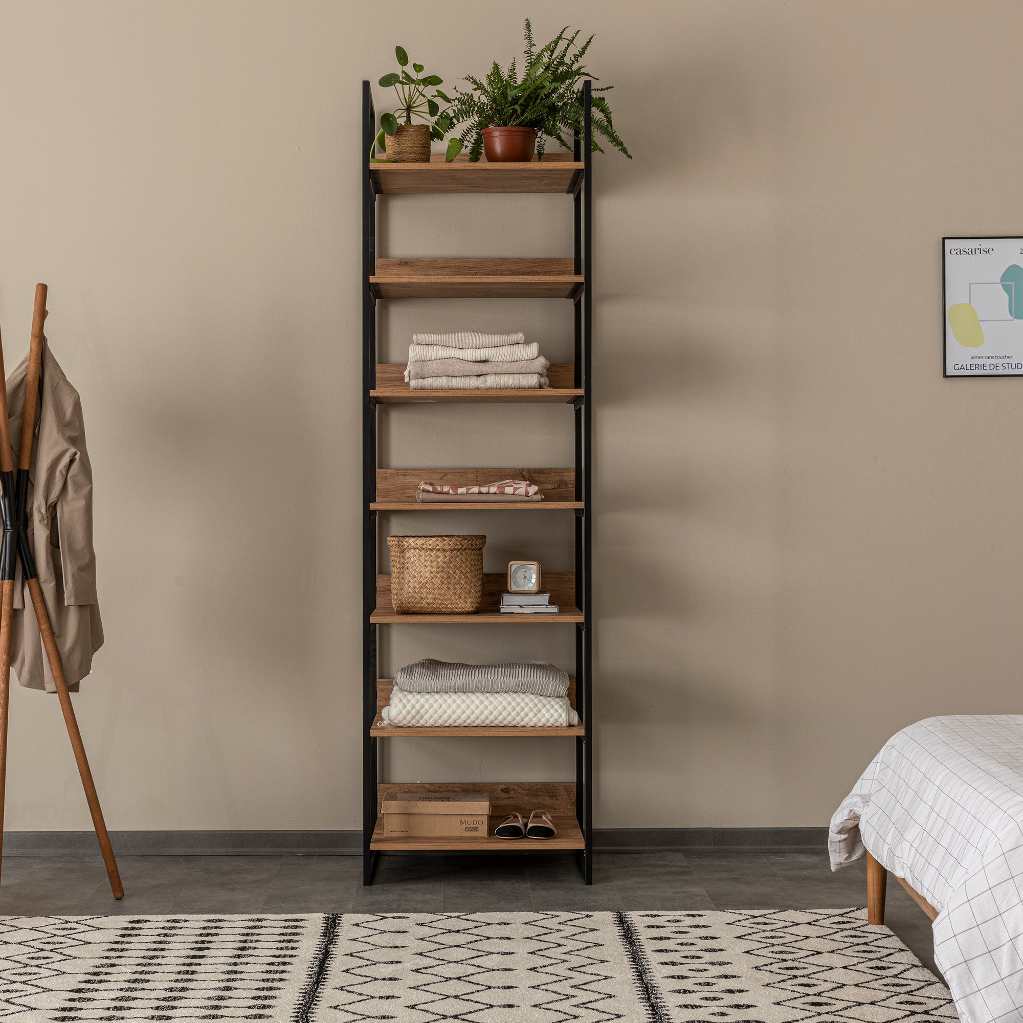 Conjunto de guarda-roupa moderno (3 peças), pinho do Atlântico, 64 x 225 x 52 cm | 100% revestido em melamina, bordas em PVC, pés de metal | 4 gavetas, fixável na parede, solução de armazenamento elegante