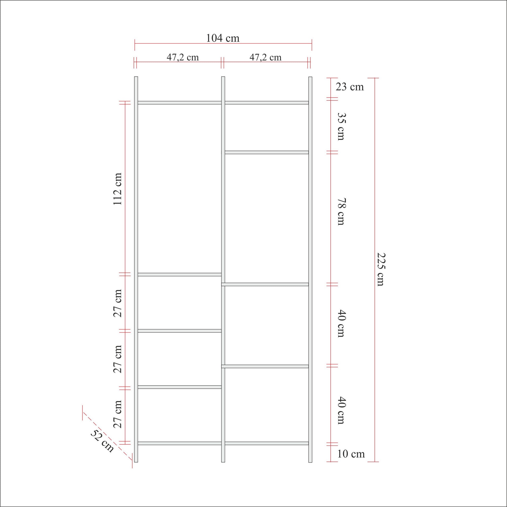Guarda-roupa industrial moderno – 104 x 225 x 52 cm – Pinho Atlântico – Melamina e Metal