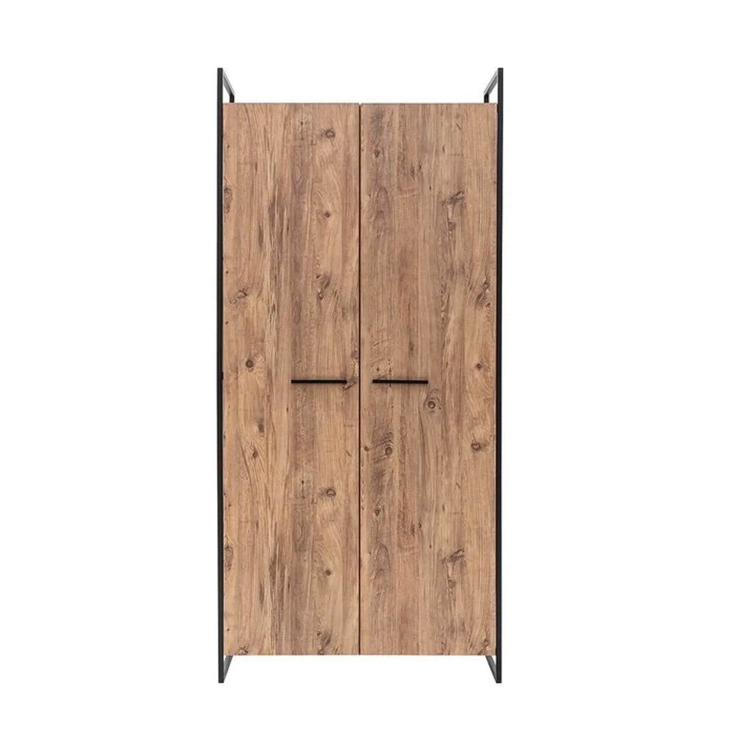 Guarda-roupa industrial moderno – 104 x 225 x 52 cm – Pinho Atlântico – Melamina e Metal