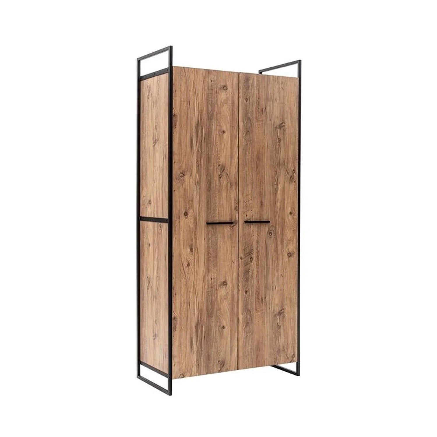 Guarda-roupa industrial moderno – 104 x 225 x 52 cm – Pinho Atlântico – Melamina e Metal