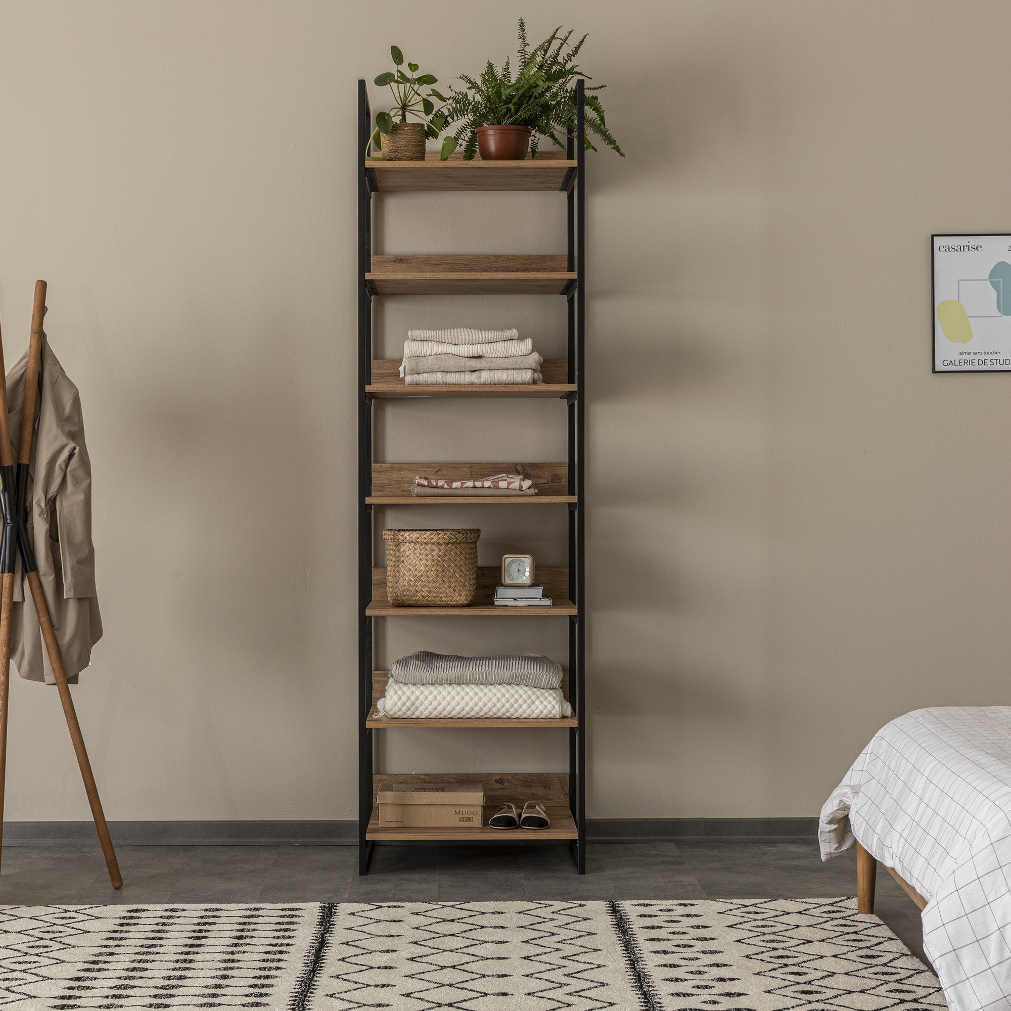 Conjunto de guarda-roupa moderno (3 peças), pinho atlântico, 104 x 225 x 52 cm | 100% revestido em melamina, bordas em PVC, pés de metal | Armazenamento elegante com gavetas e prateleiras