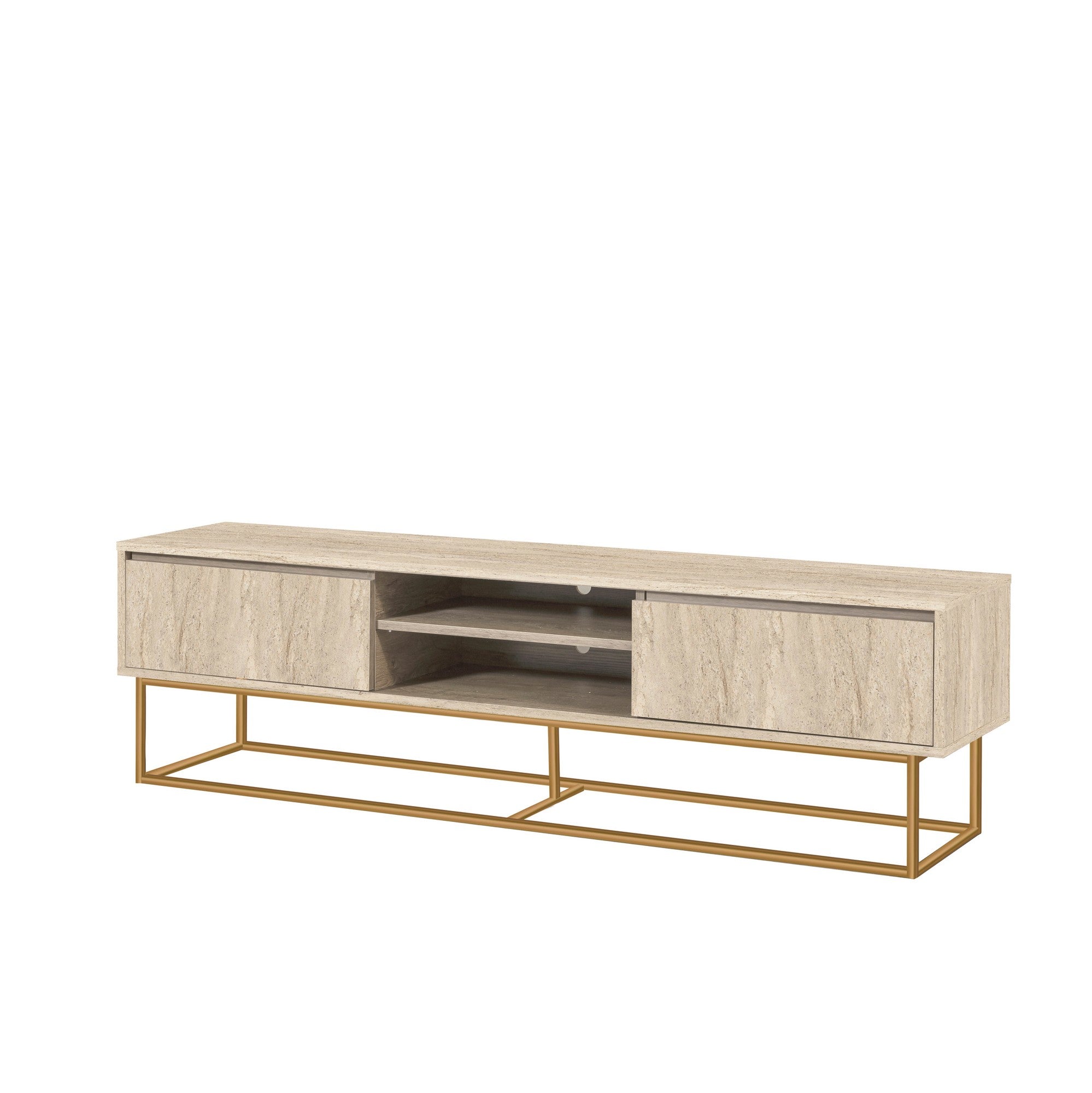 Móvel de TV – 180 x 50 x 40 cm – Travertino – MDF e Metal