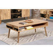 Mesa de Centro Moderna de 2 Andares – 110 x 60 x 45 cm – Pinho Atlântico – Melamina