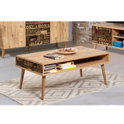 Mesa de Centro Moderna de 2 Andares – 110 x 60 x 45 cm – Pinho Atlântico – Melamina