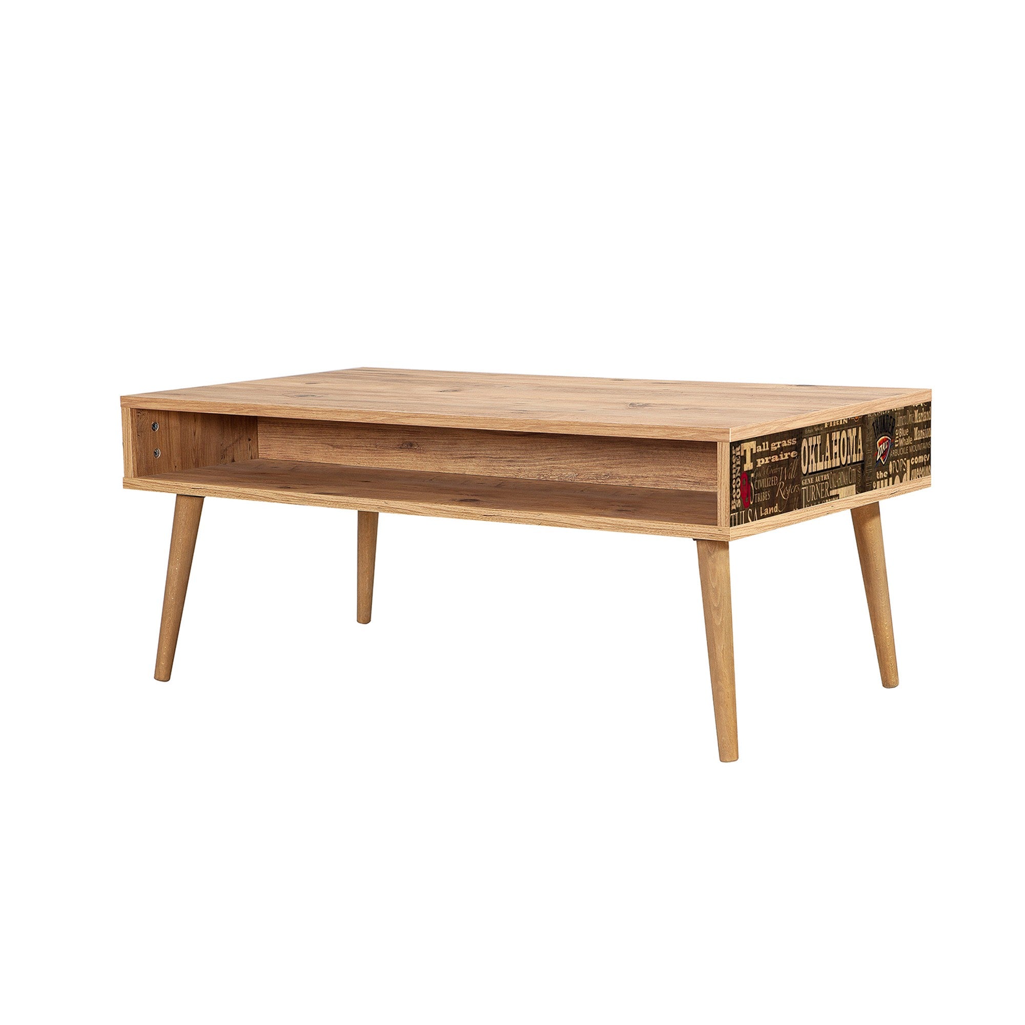 Mesa de Centro Moderna de 2 Andares – 110 x 60 x 45 cm – Pinho Atlântico – Melamina