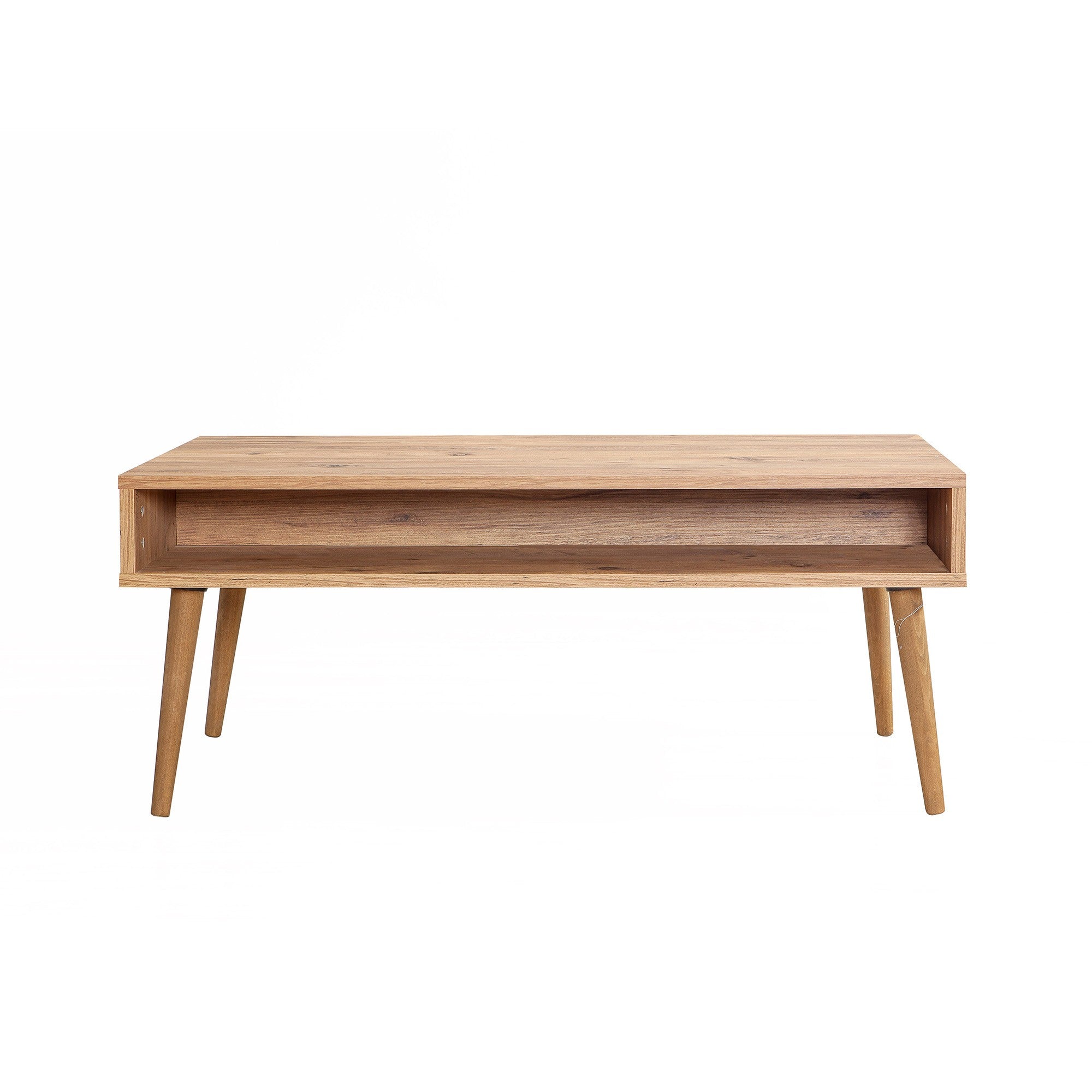 Mesa de Centro Moderna de 2 Andares – 110 x 60 x 45 cm – Pinho Atlântico – Melamina