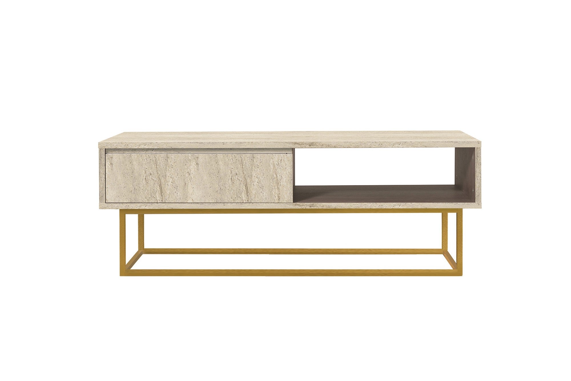Mesa de centro – 120 x 60 x 43 cm – cor travertino – aglomerado revestido de melamina