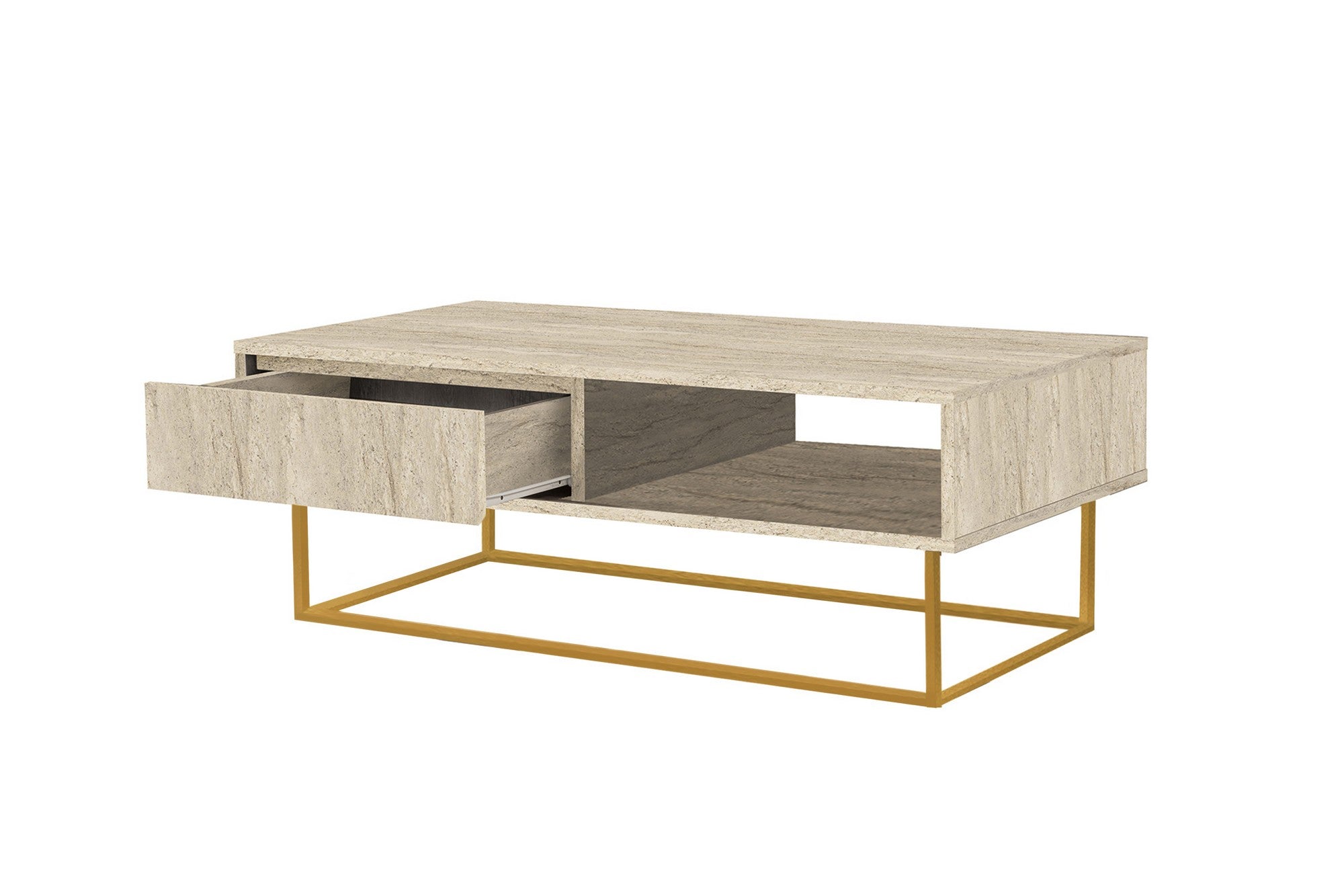 Mesa de centro – 120 x 60 x 43 cm – cor travertino – aglomerado revestido de melamina