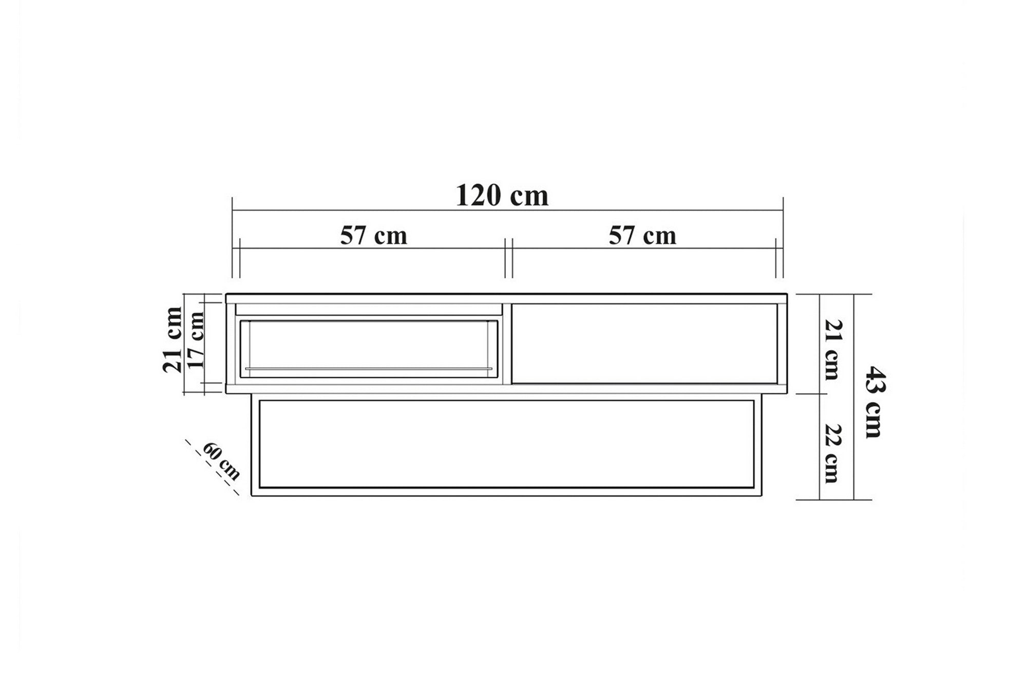 Mesa de centro – 120 x 60 x 43 cm – cor travertino – aglomerado revestido de melamina