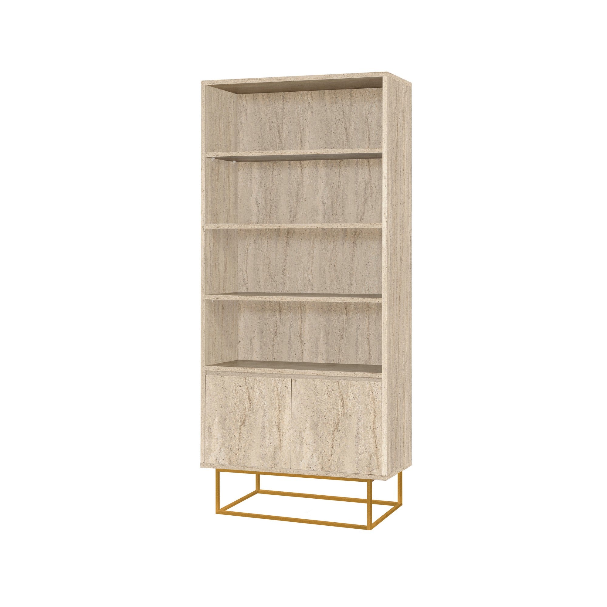 Estante – 80 x 182 x 36 cm – Travertino – 100% revestida em melamina com pés de metal