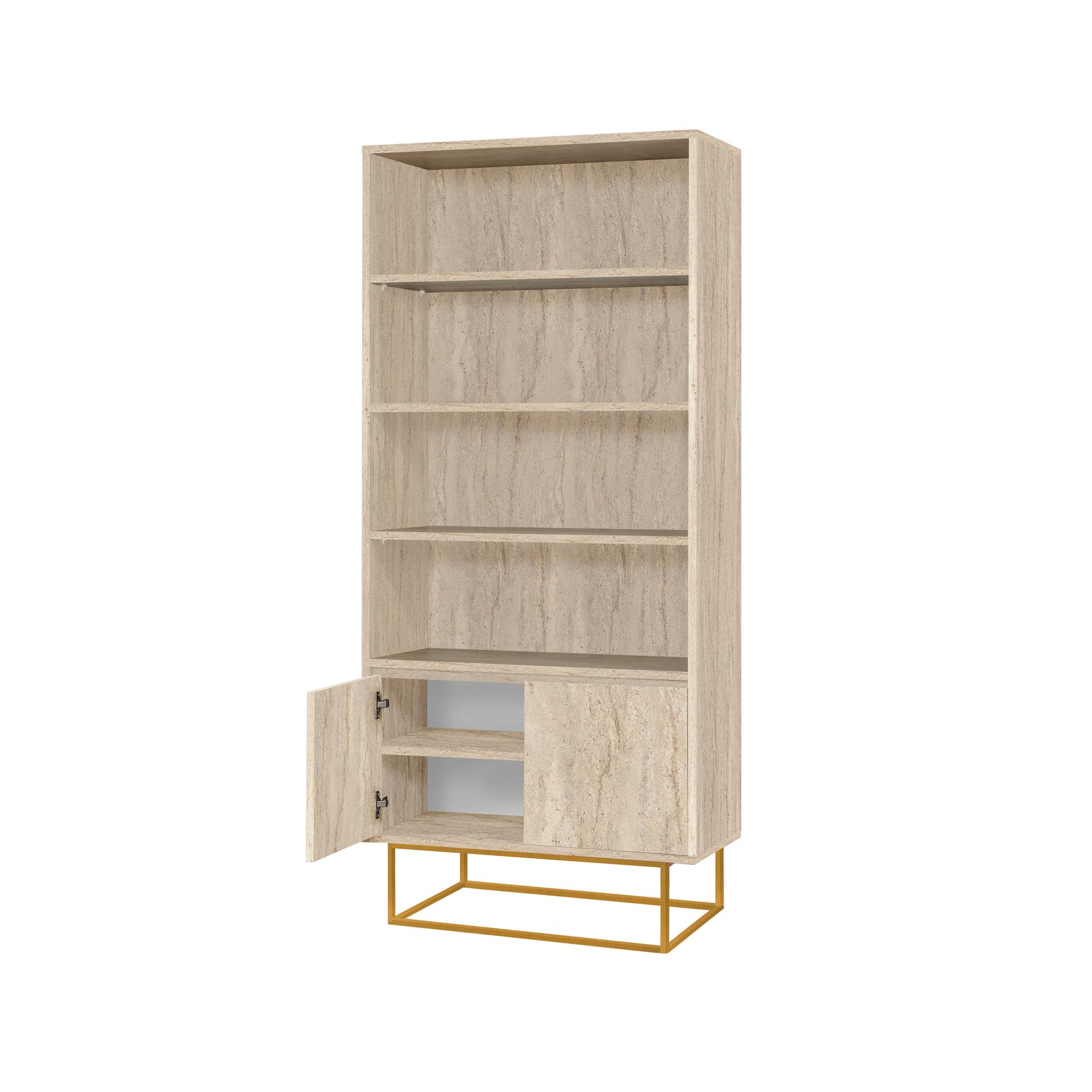 Estante – 80 x 182 x 36 cm – Travertino – 100% revestida em melamina com pés de metal
