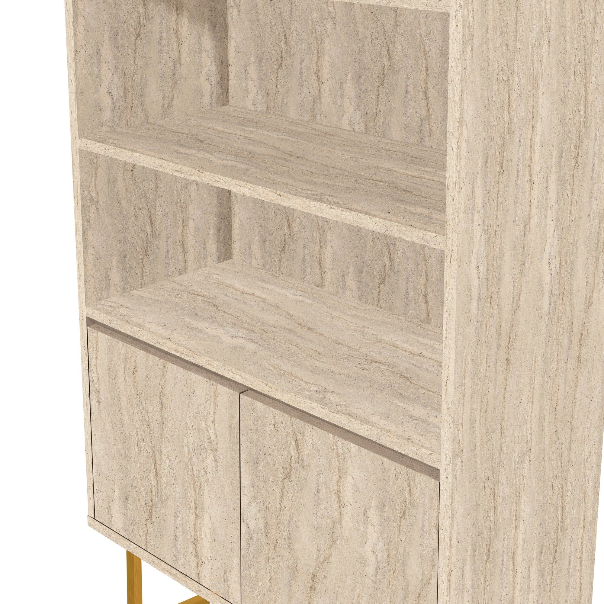 Estante – 80 x 182 x 36 cm – Travertino – 100% revestida em melamina com pés de metal