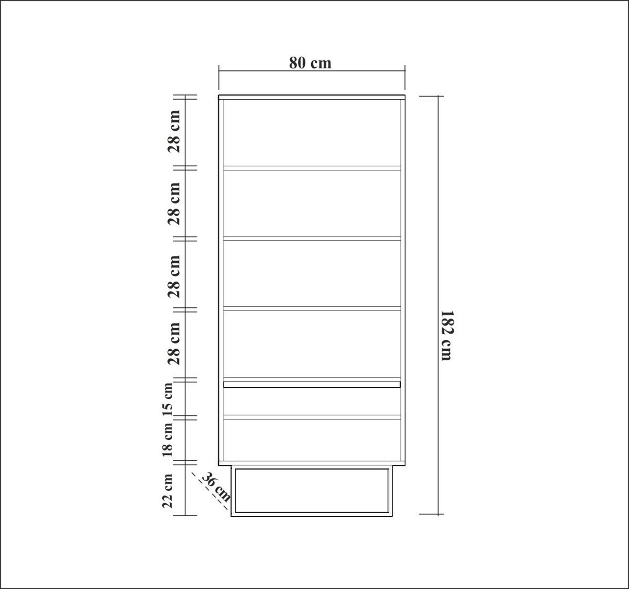 Estante – 80 x 182 x 36 cm – Travertino – 100% revestida em melamina com pés de metal