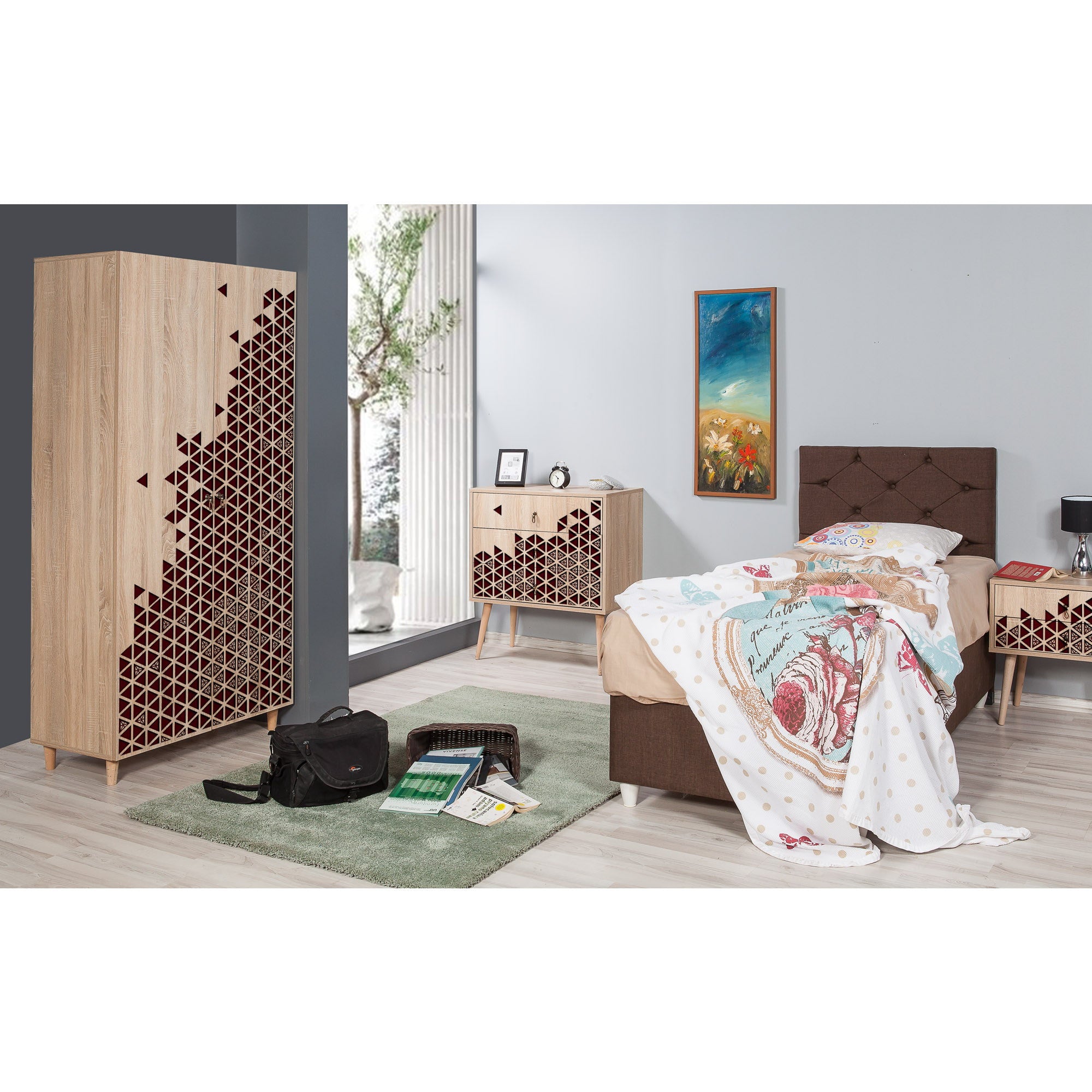 Guarda-roupa moderno – 90x192x52 cm – Carvalho Sonoma – Melamina