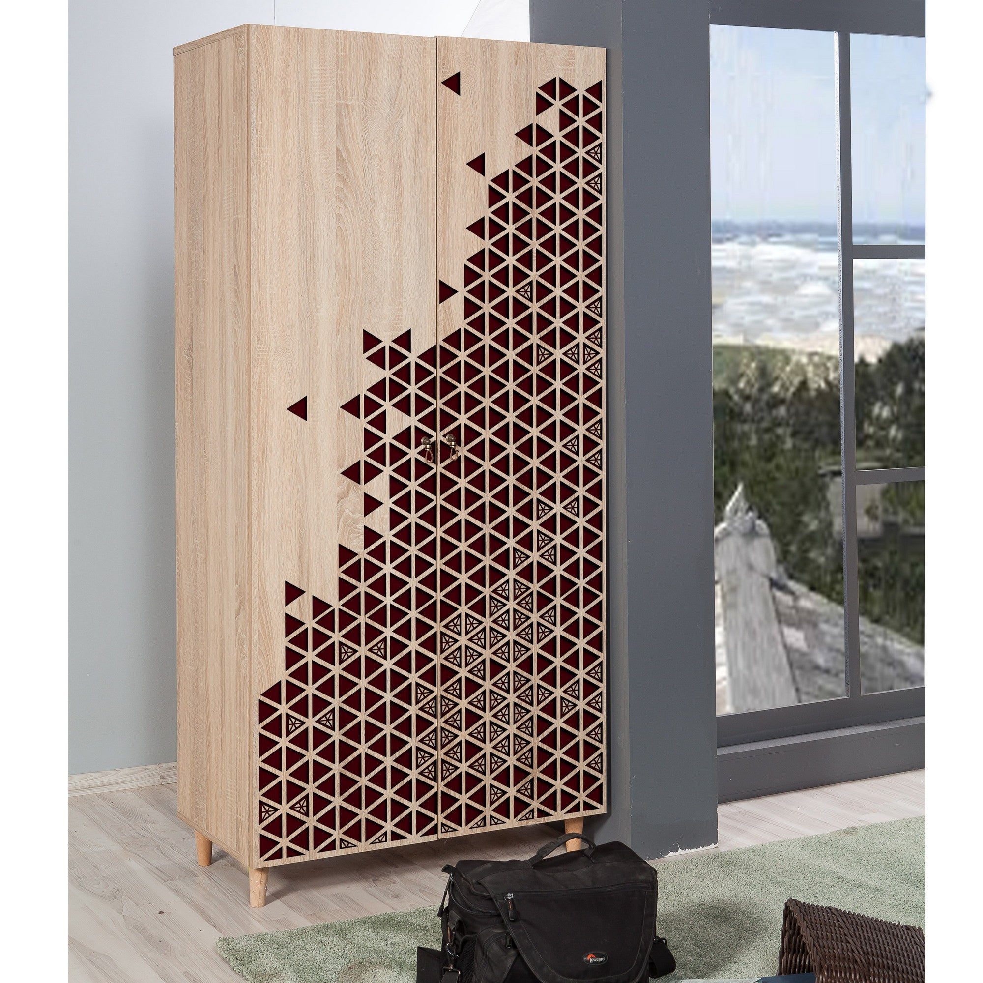 Guarda-roupa moderno – 90x192x52 cm – Carvalho Sonoma – Melamina