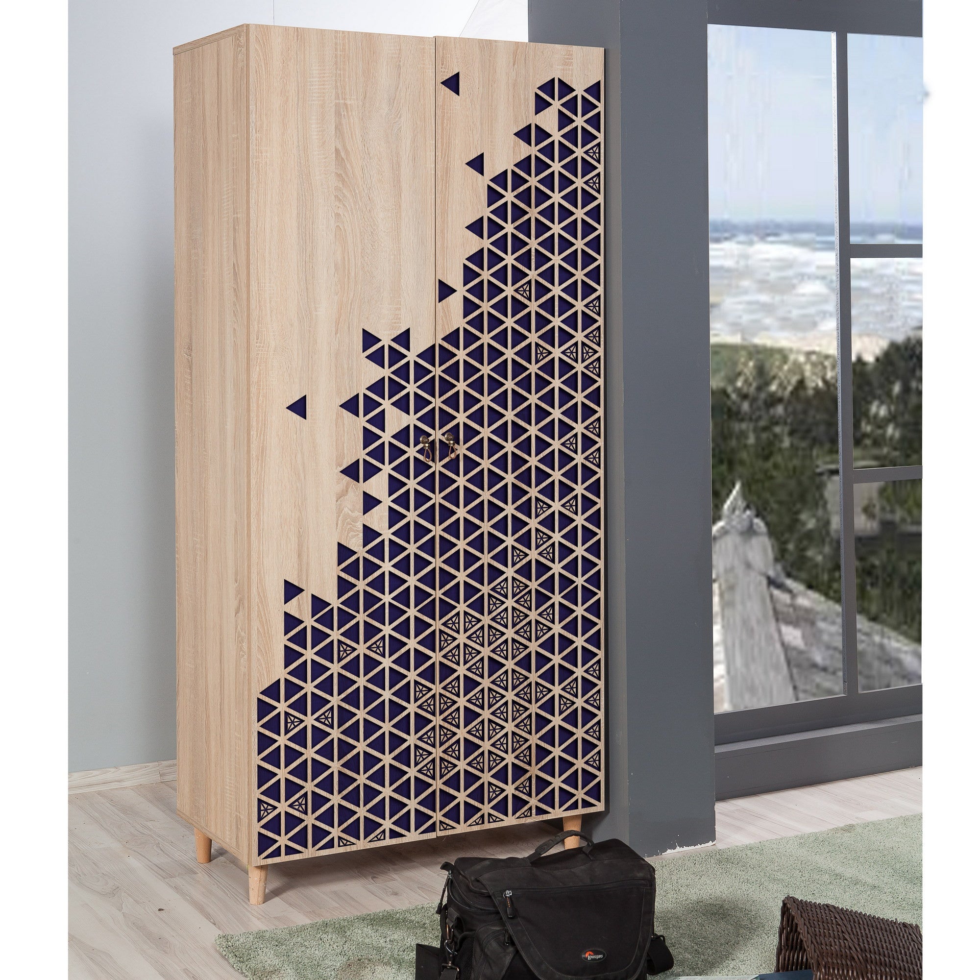 Guarda-roupa moderno – 90x192x52 cm – Carvalho Sonoma – Melamina