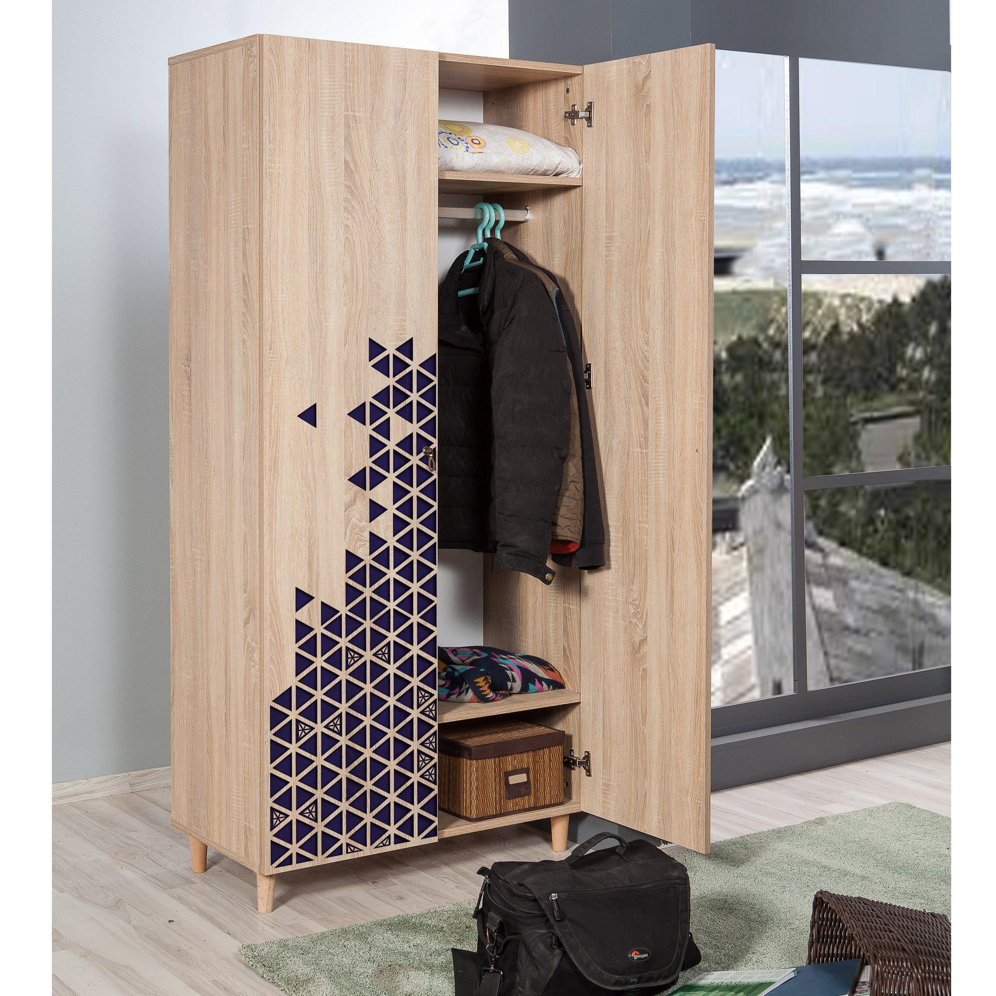 Guarda-roupa moderno – 90x192x52 cm – Carvalho Sonoma – Melamina