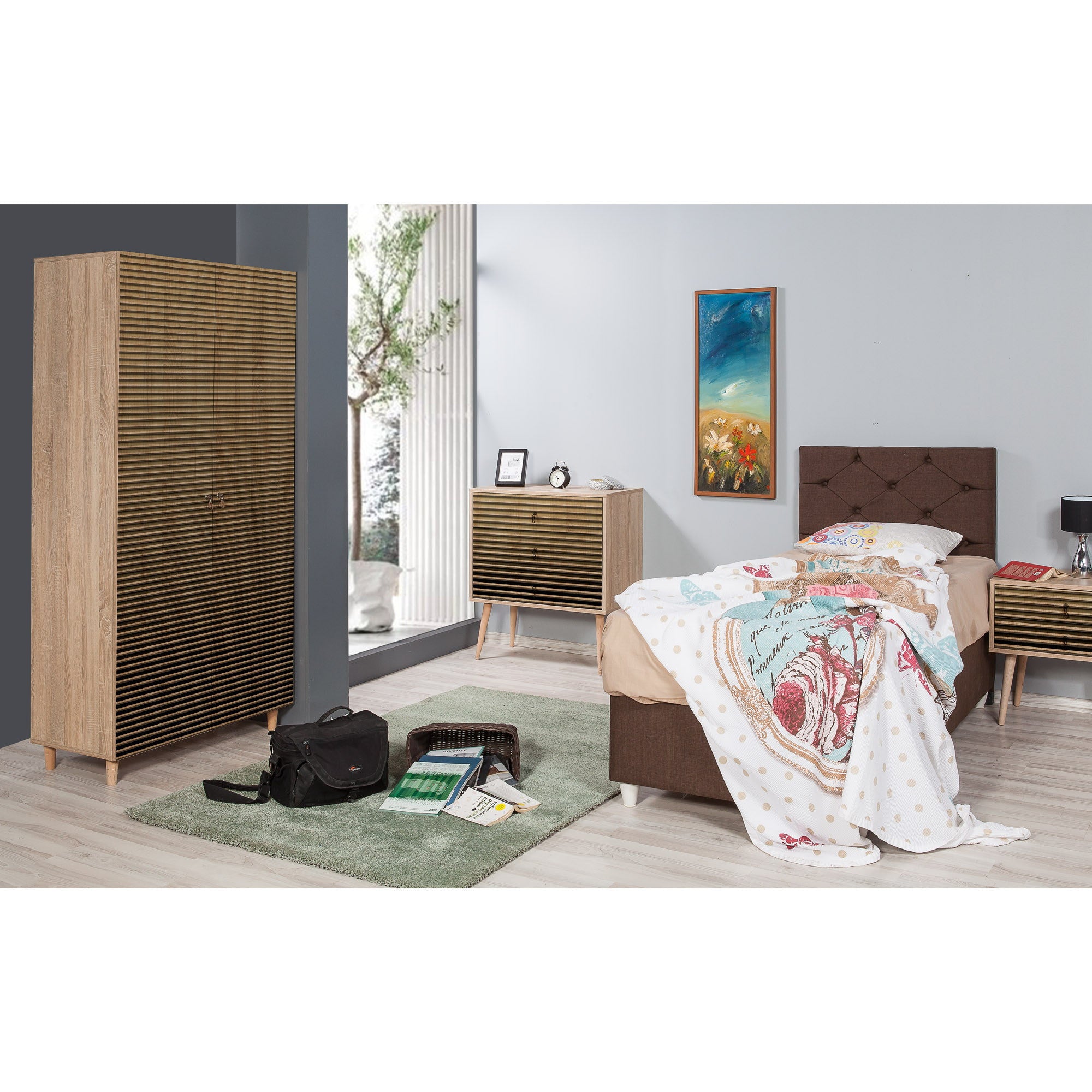 Guarda-roupa moderno – 90 x 192 x 52 cm – Carvalho Sonoma – Melamina
