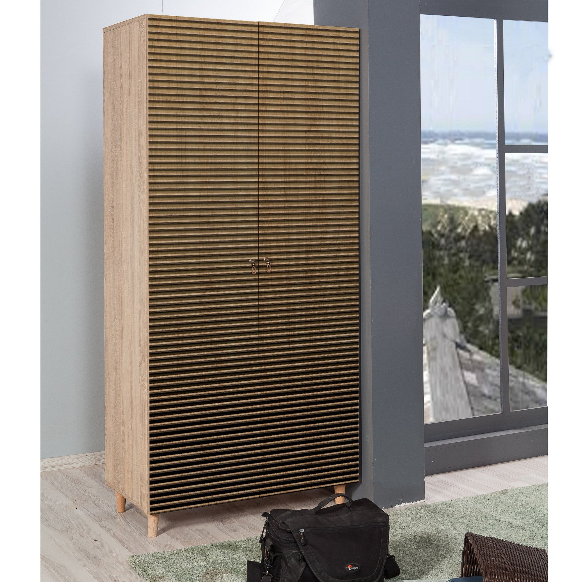 Guarda-roupa moderno – 90 x 192 x 52 cm – Carvalho Sonoma – Melamina