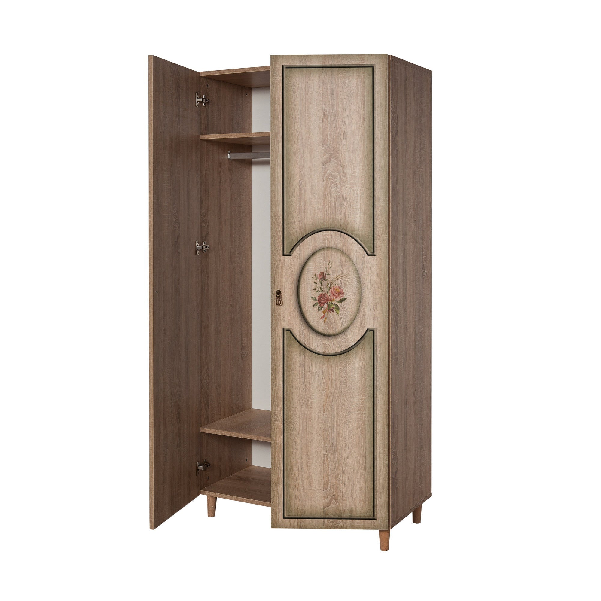 Guarda-roupa em painel de partículas revestido a melamina – 90 x 192 x 52 cm – Carvalho Sonoma