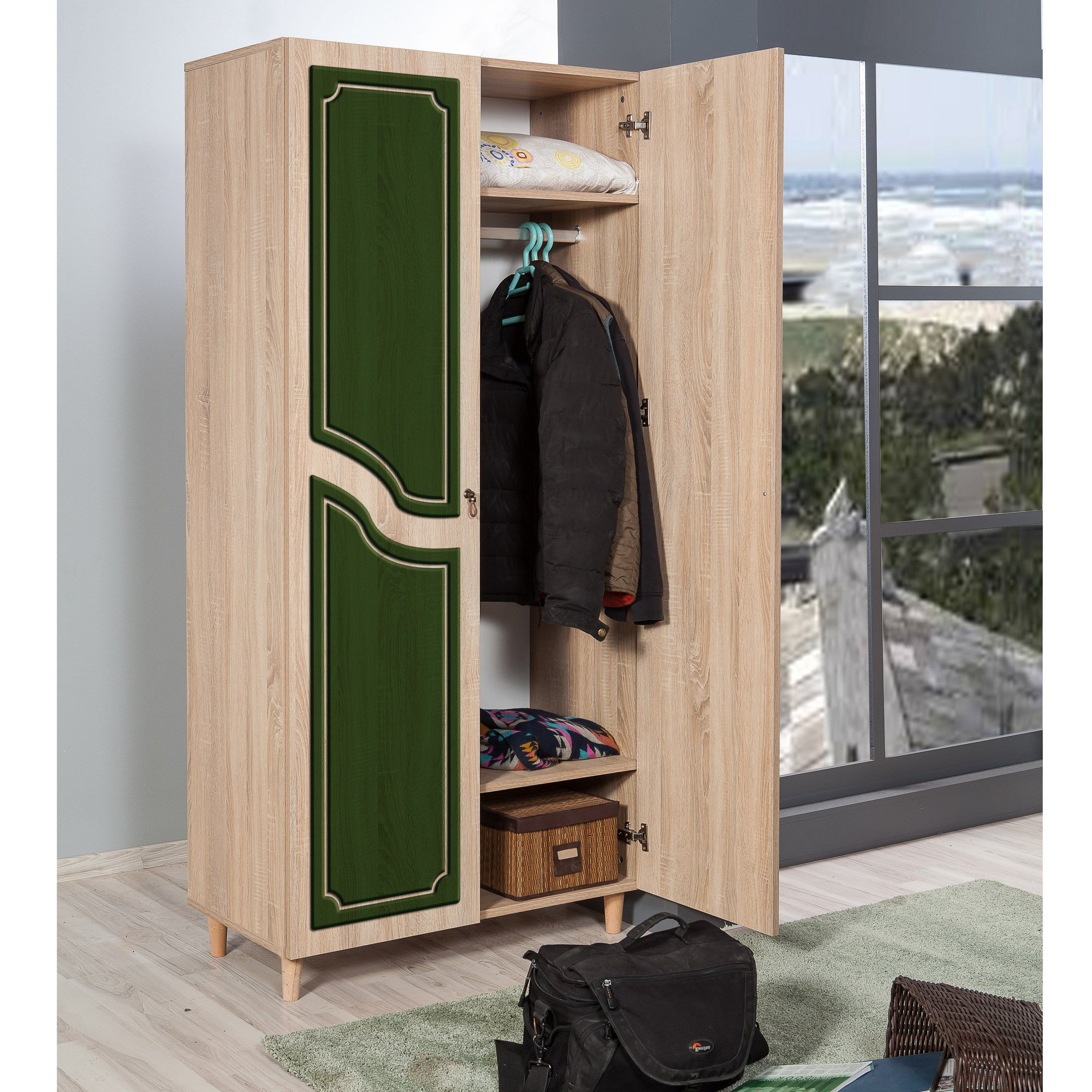 Guarda-roupa moderno – 90 x 192 x 52 cm – Carvalho Sonoma – Painéis de partículas revestidos a melamina