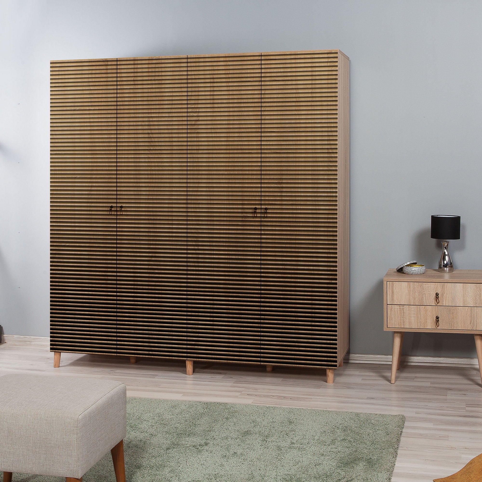 Guarda-roupa moderno em carvalho Sonoma – 180 x 192 x 52 cm – melamina