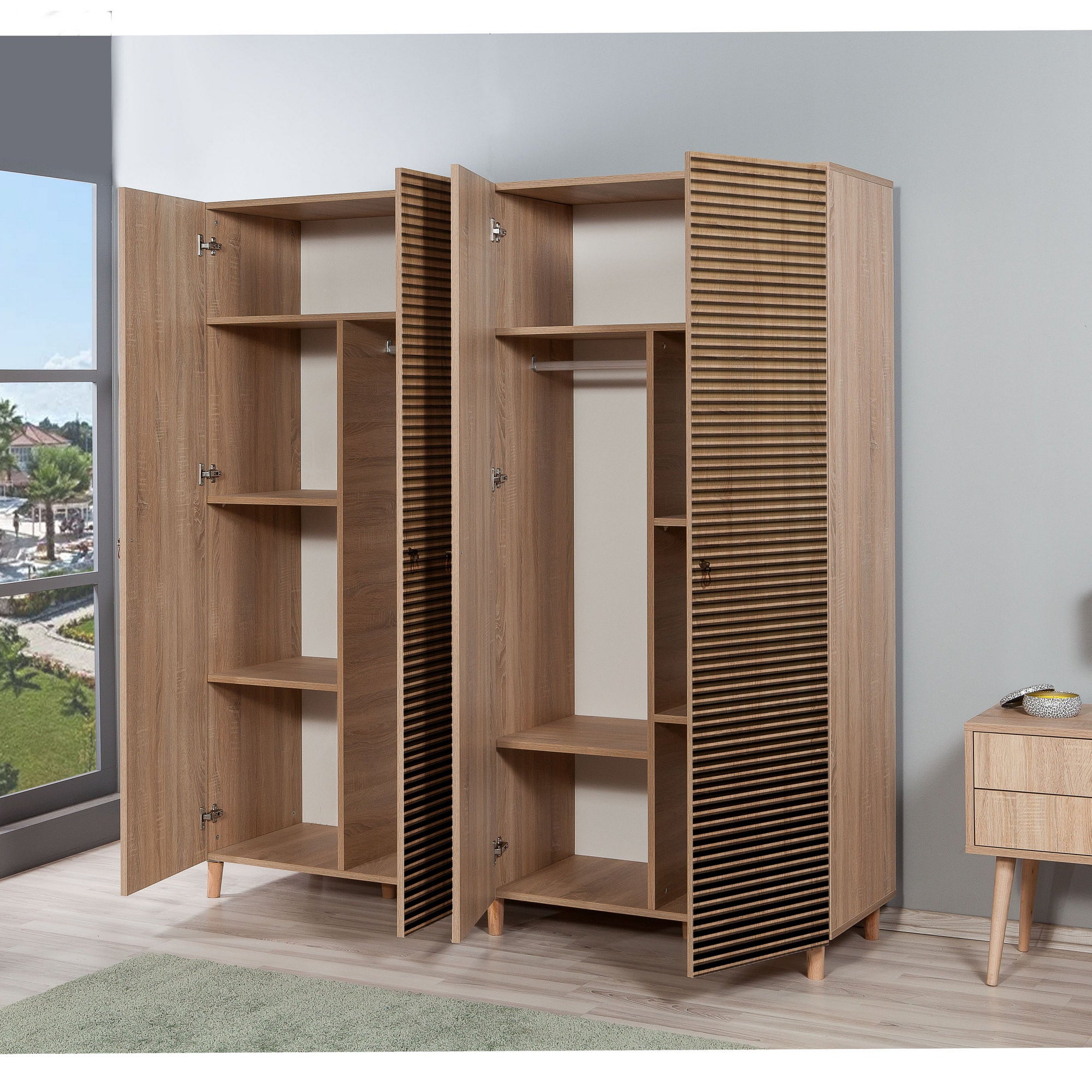 Guarda-roupa moderno em carvalho Sonoma – 180 x 192 x 52 cm – melamina