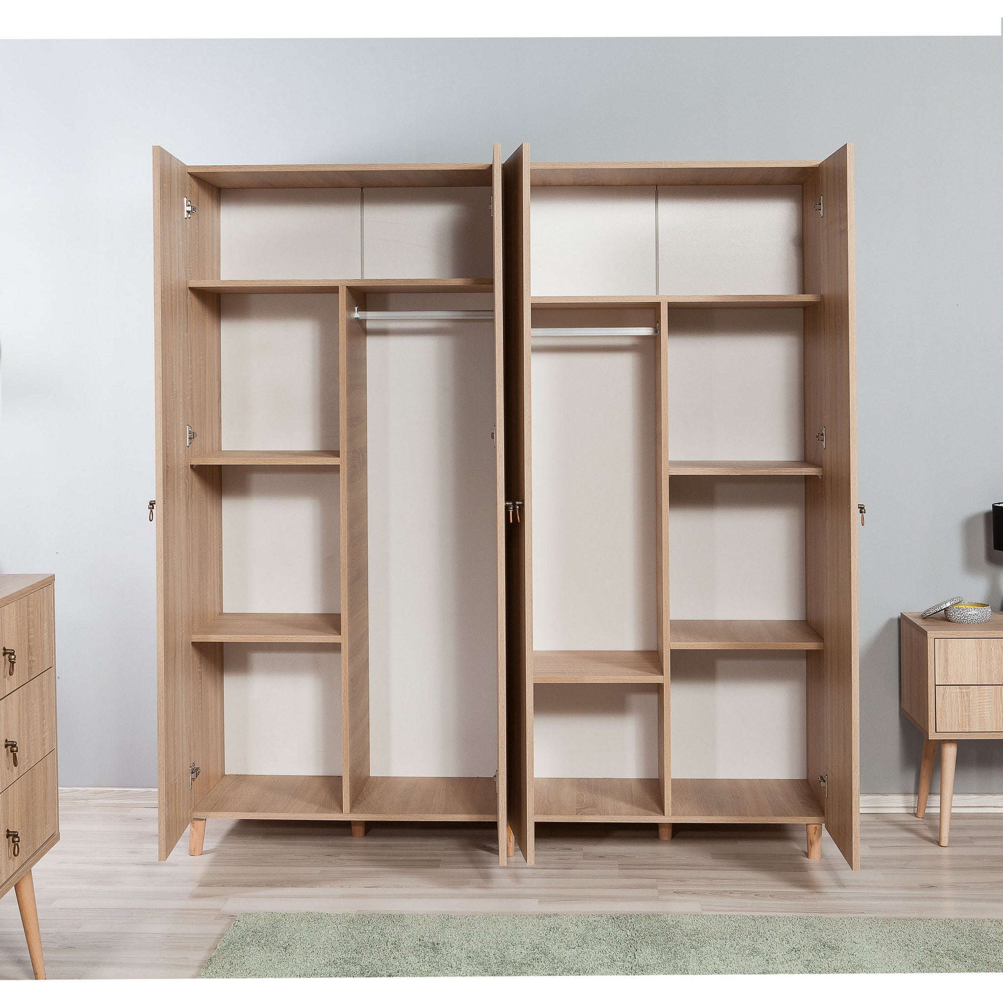 Guarda-roupa moderno em carvalho Sonoma – 180 x 192 x 52 cm – melamina