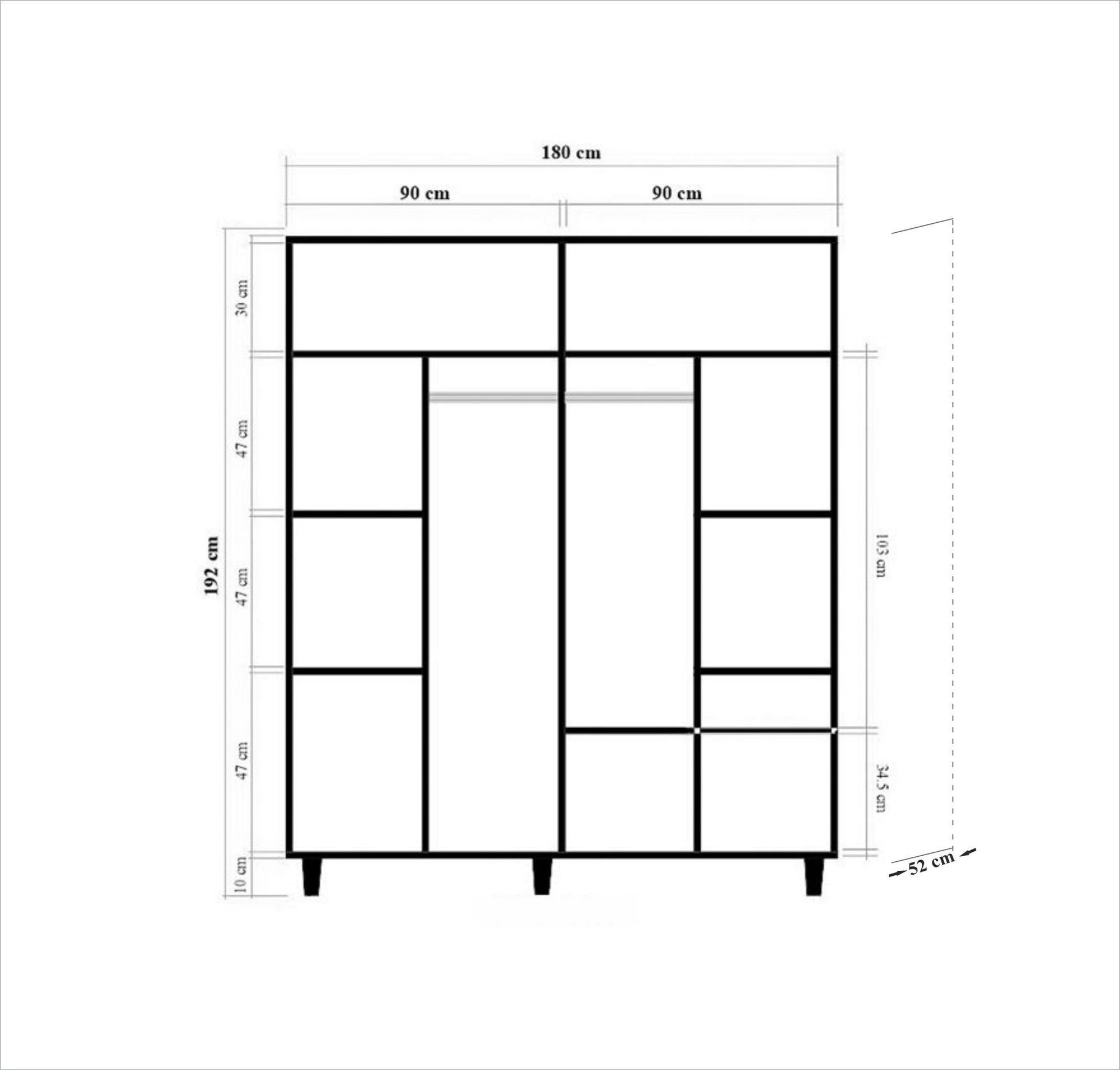 Guarda-roupa moderno em carvalho Sonoma – 180 x 192 x 52 cm – melamina