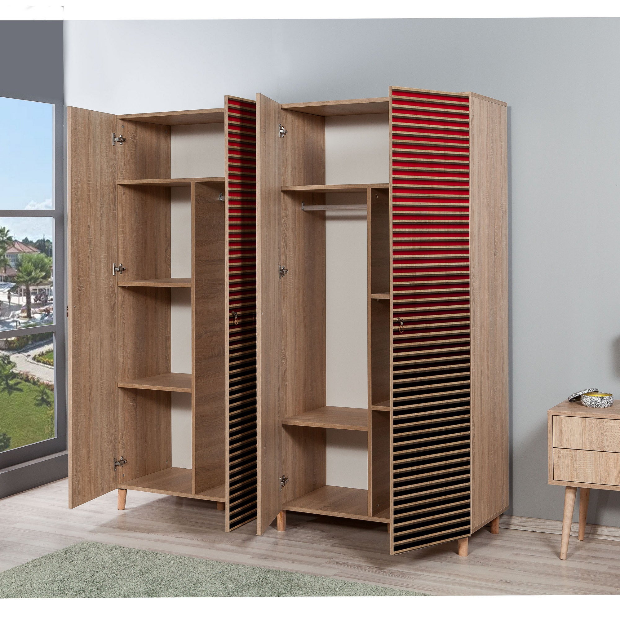 Guarda-roupa moderno – 180 x 192 x 52 cm – Carvalho Sonoma – Melamina