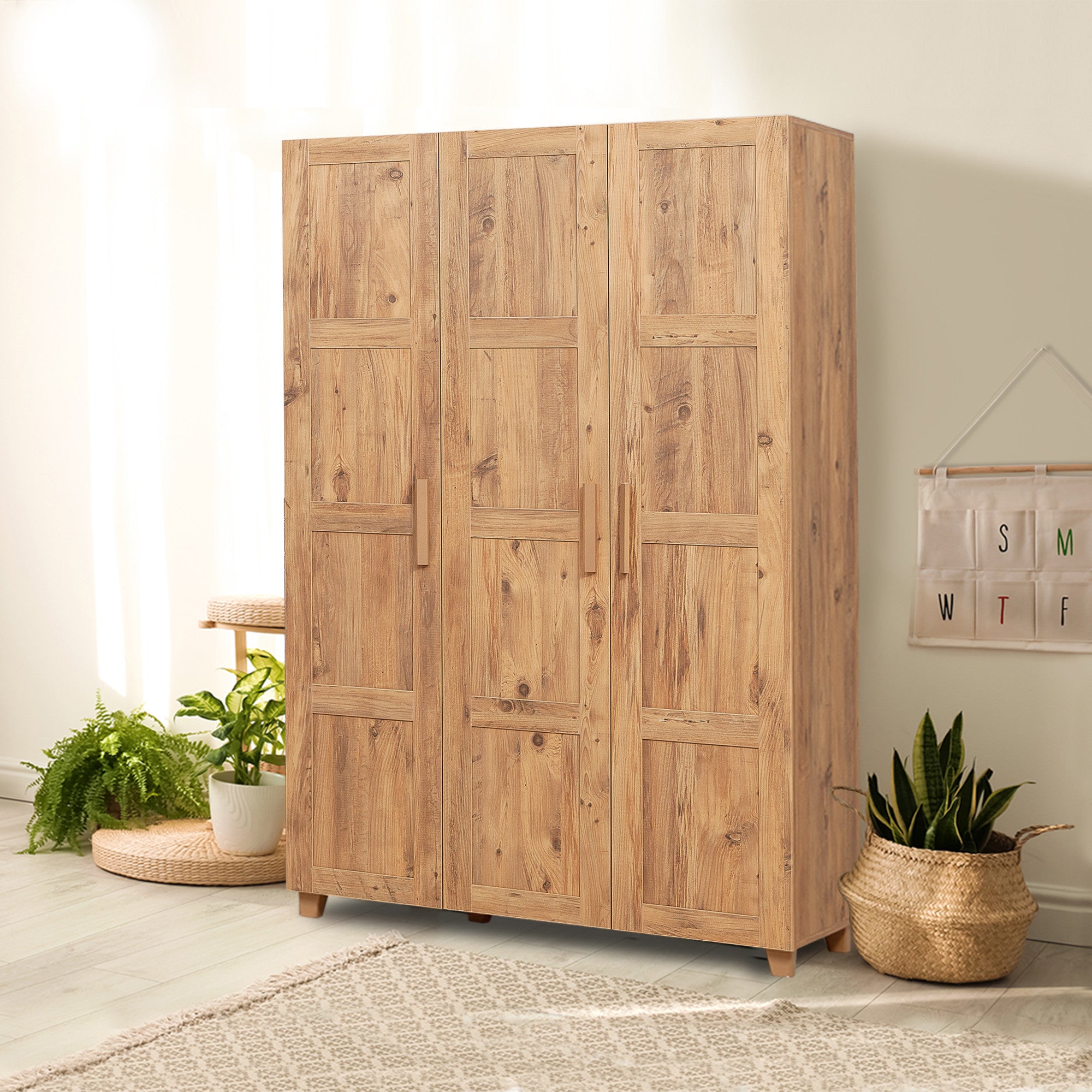 Guarda-roupa moderno – 120 x 189 x 48 cm – Pinho Atlântico – Painel de partículas revestido a melamina