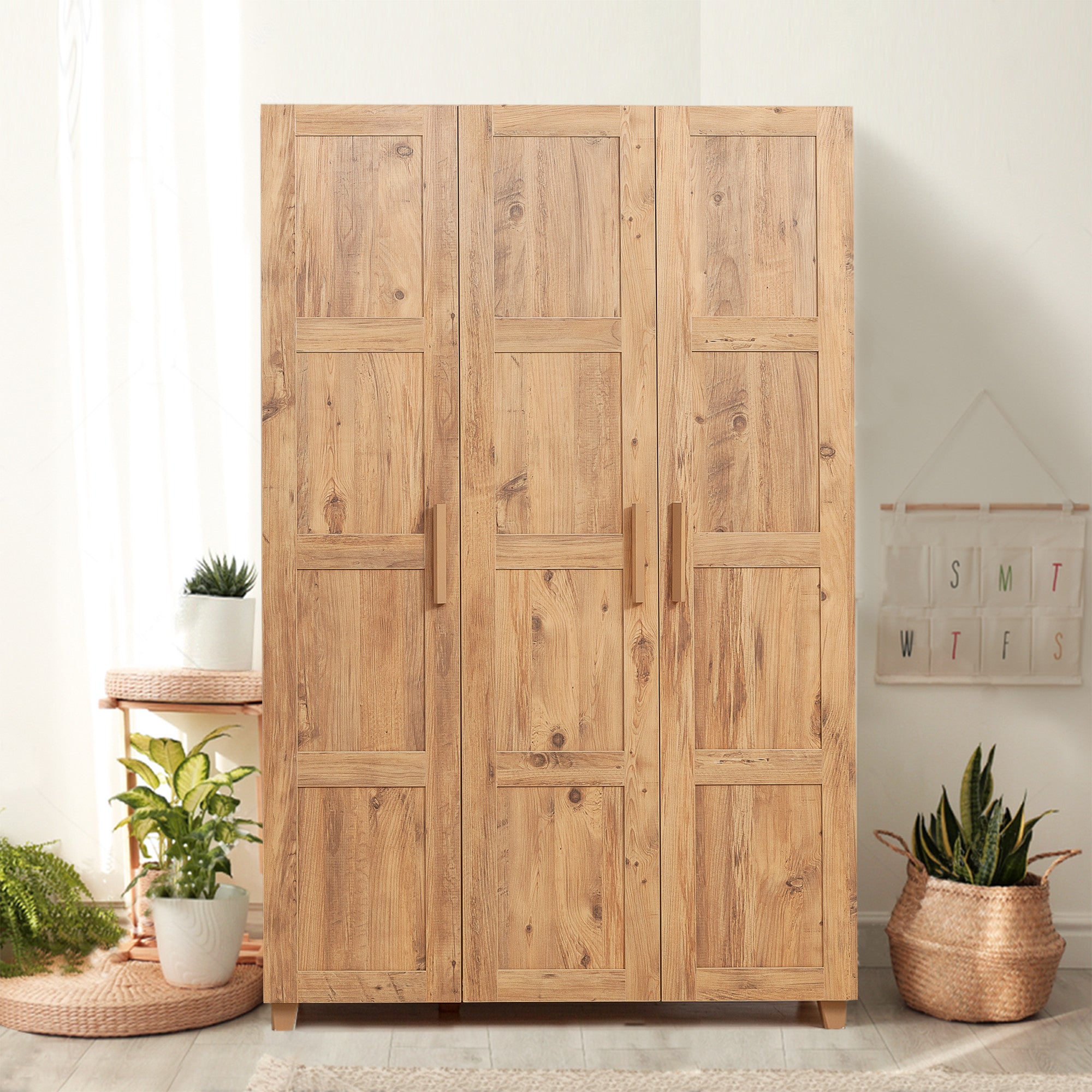 Guarda-roupa moderno – 120 x 189 x 48 cm – Pinho Atlântico – Painel de partículas revestido a melamina