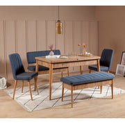 Conjunto de Mesa de Jantar Extensível e Cadeiras (5 peças) – 130-165 cm – Azul Escuro – MDF