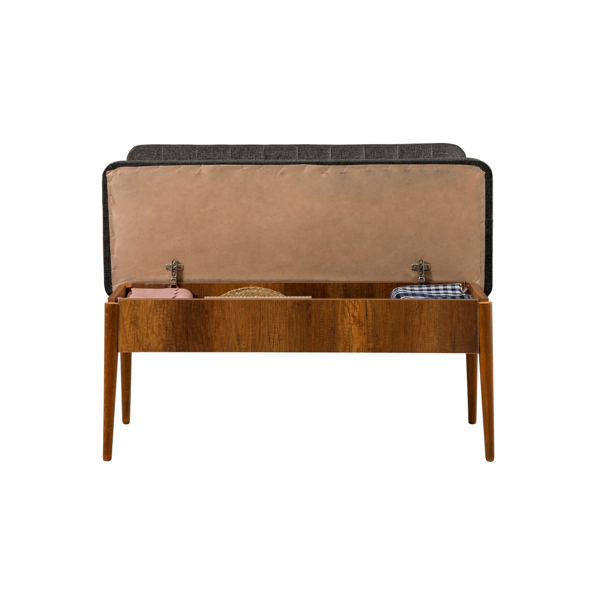 Conjunto de mesa de jantar extensível e cadeiras – 130x80 cm, nogueira e antracite – 100% melamina e tecido de linho