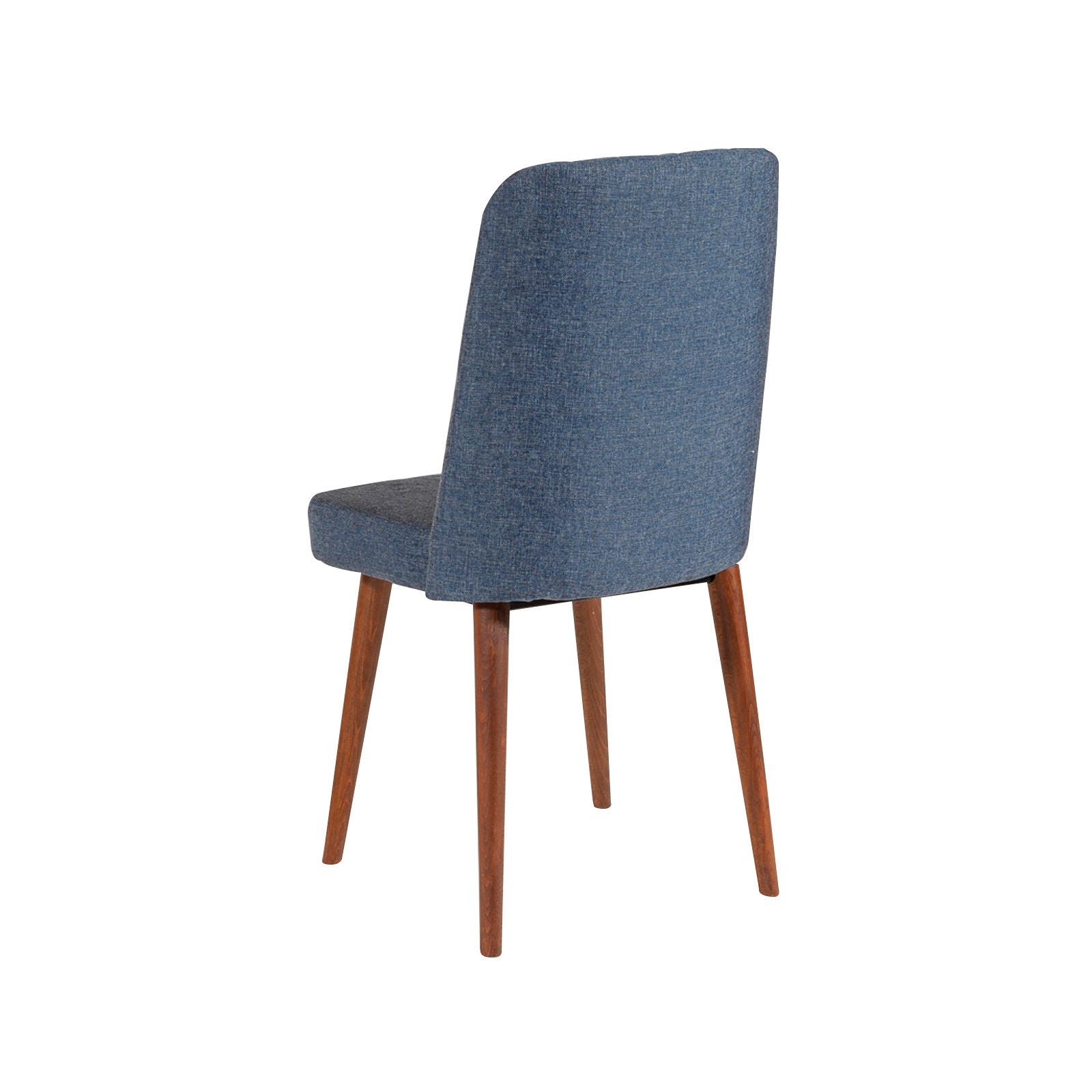 Conjunto de mesa de jantar extensível e cadeiras (4 peças) – 130-165 cm – noz e azul-escuro – aglomerado revestido em melamina, tecido de linho, pernas de faia