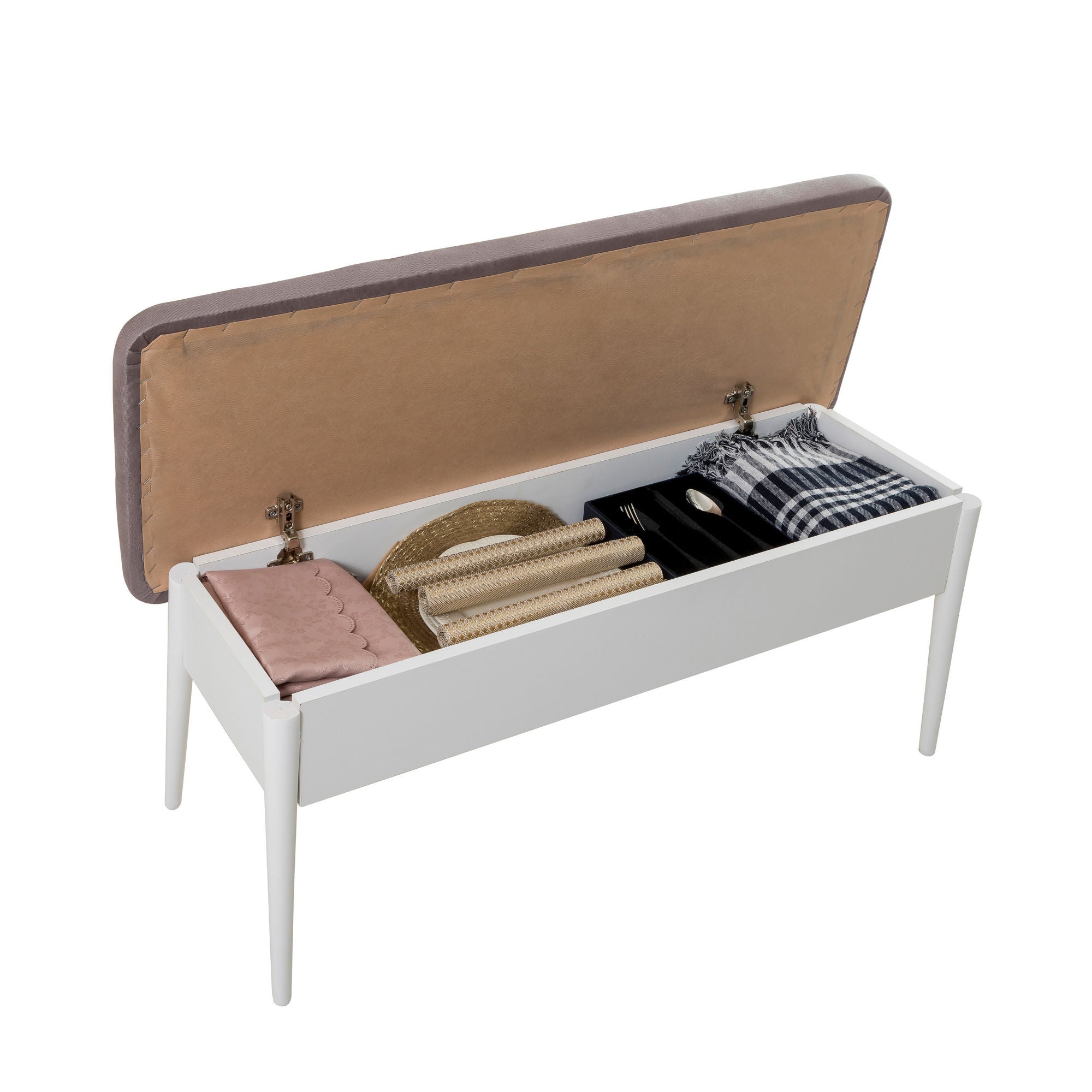 Conjunto de Mesa de Jantar Extensível e Cadeiras – 129-163 cm – Branco e Soho – 100% Veludo e Aglomerado Revestido de Melamina