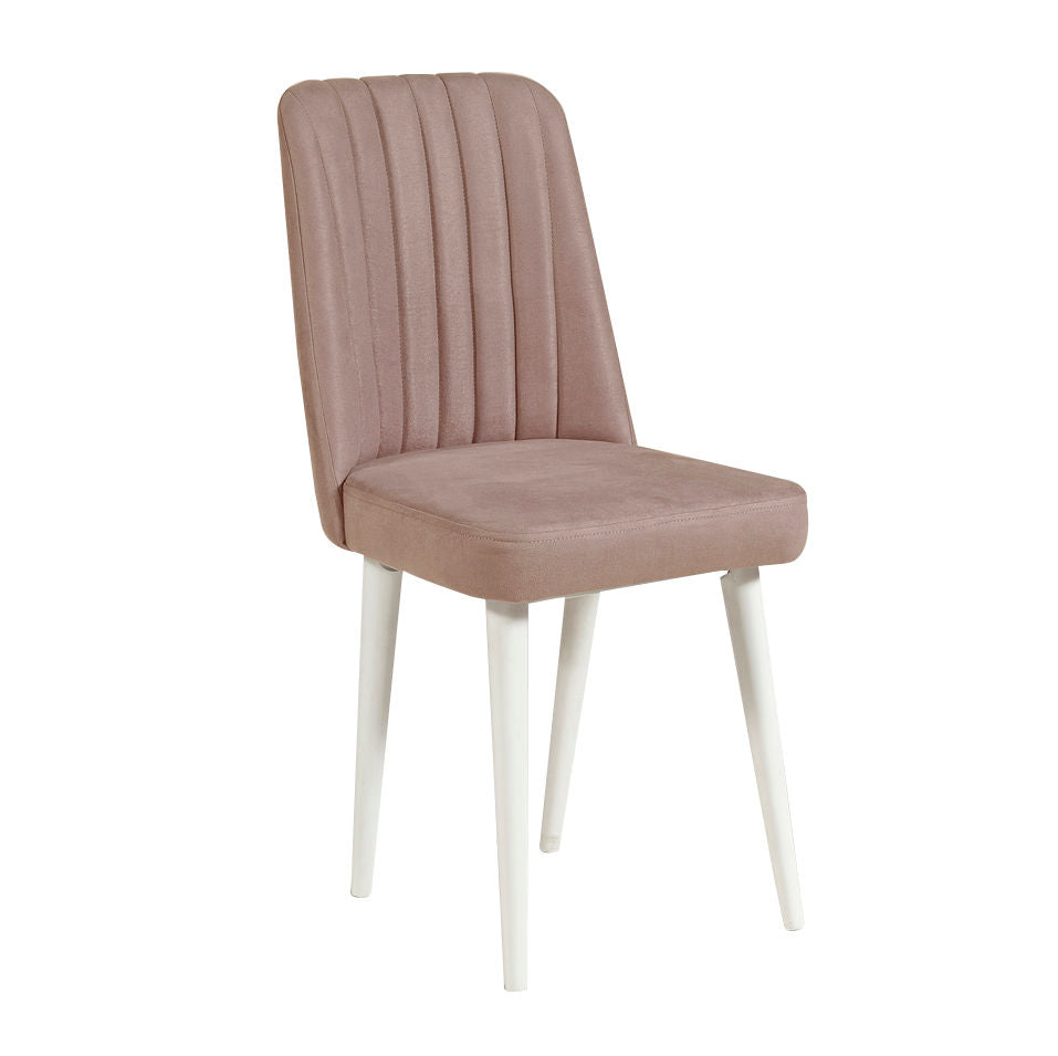 Conjunto de Mesa de Jantar Extensível e Cadeiras – 130x80 cm – Branco e Pedra – 100% Aglomerado e 100% Veludo