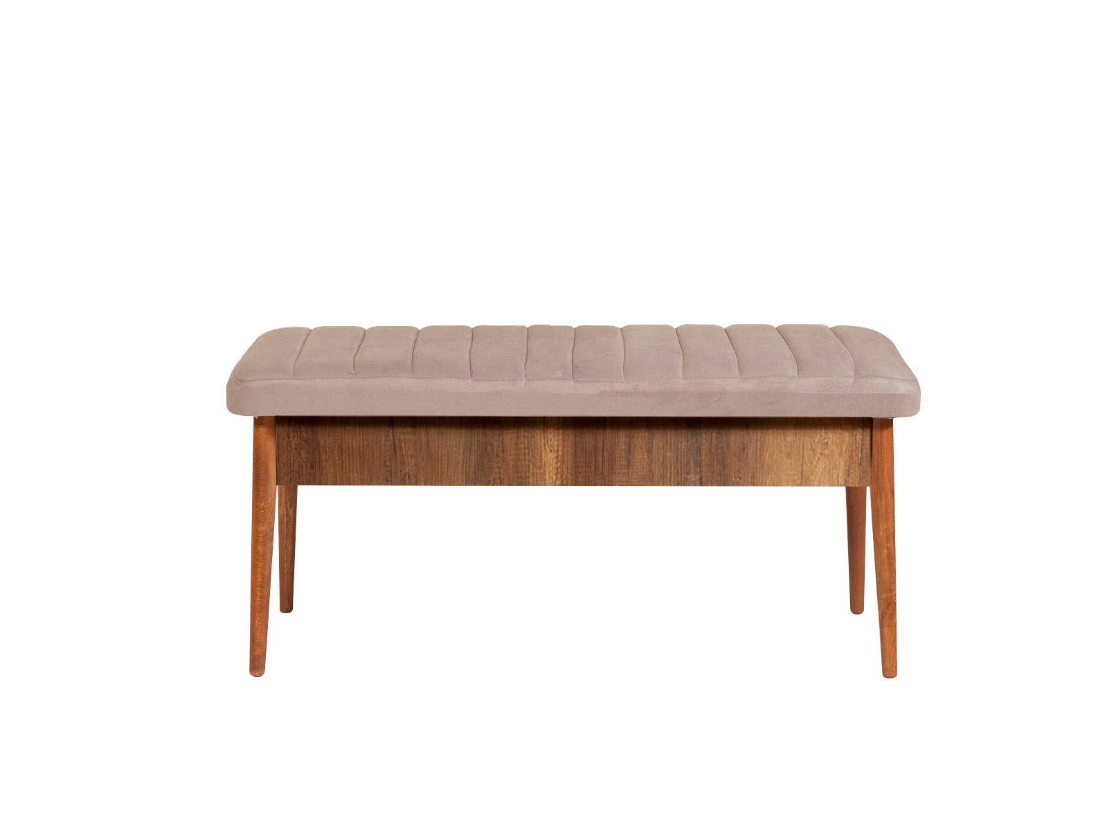 Conjunto de Mesa de Jantar Extensível e Cadeiras – 130-165 cm – Nogueira e Pedra – MDF e Veludo