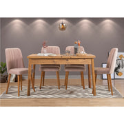 Conjunto de mesa de jantar extensível e cadeiras – 120 cm x 75 cm – Pinho Atlântico e Pedra – Melamina e Metal