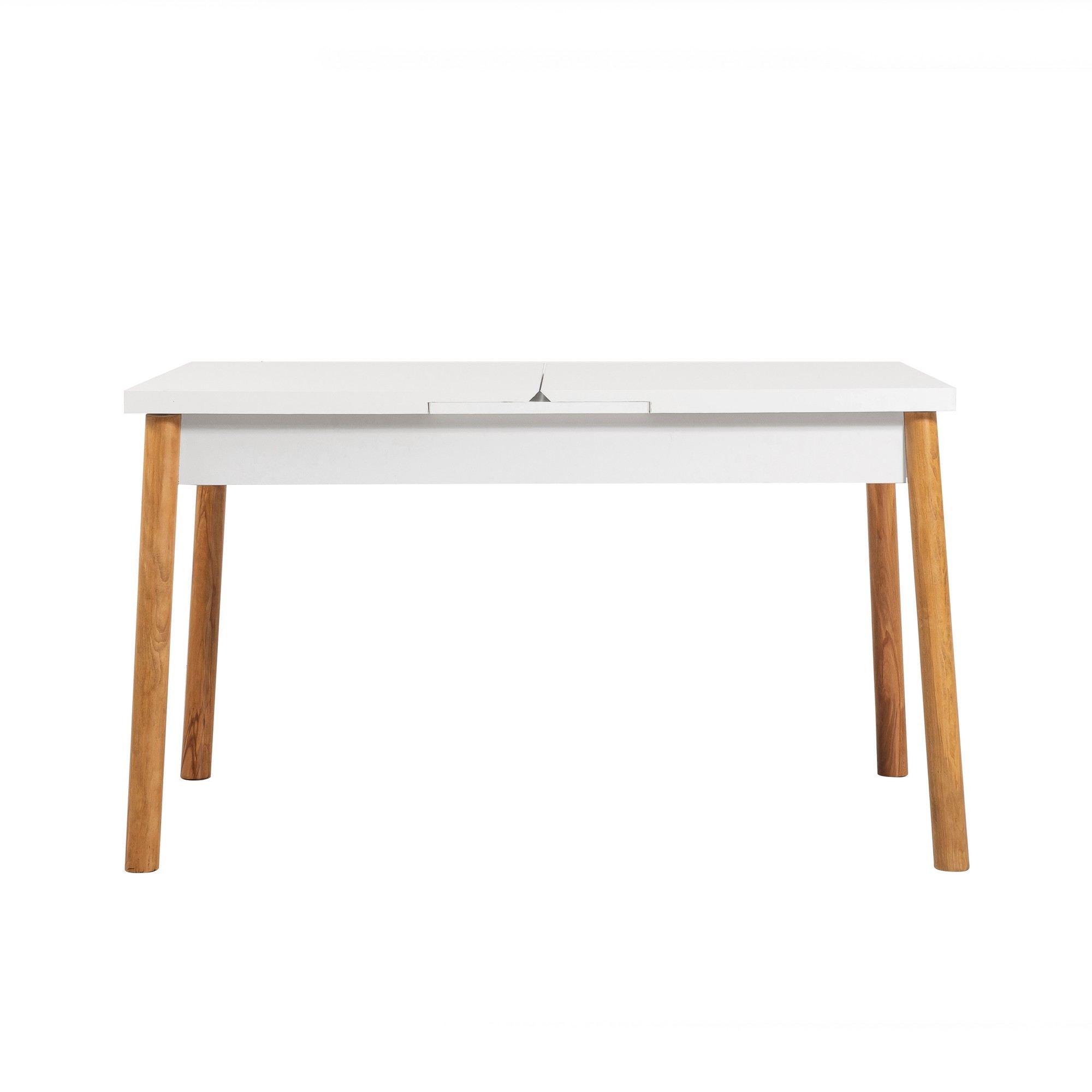Mesa de Jantar Extensível – 120-153 cm – Pinho Atlântico e Branco – Painéis de Partículas revestidos a Melamina