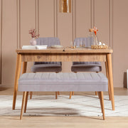Conjunto de mesa de jantar extensível e cadeiras – 129-163 cm – Pinho Atlântico e cinza – Melamina