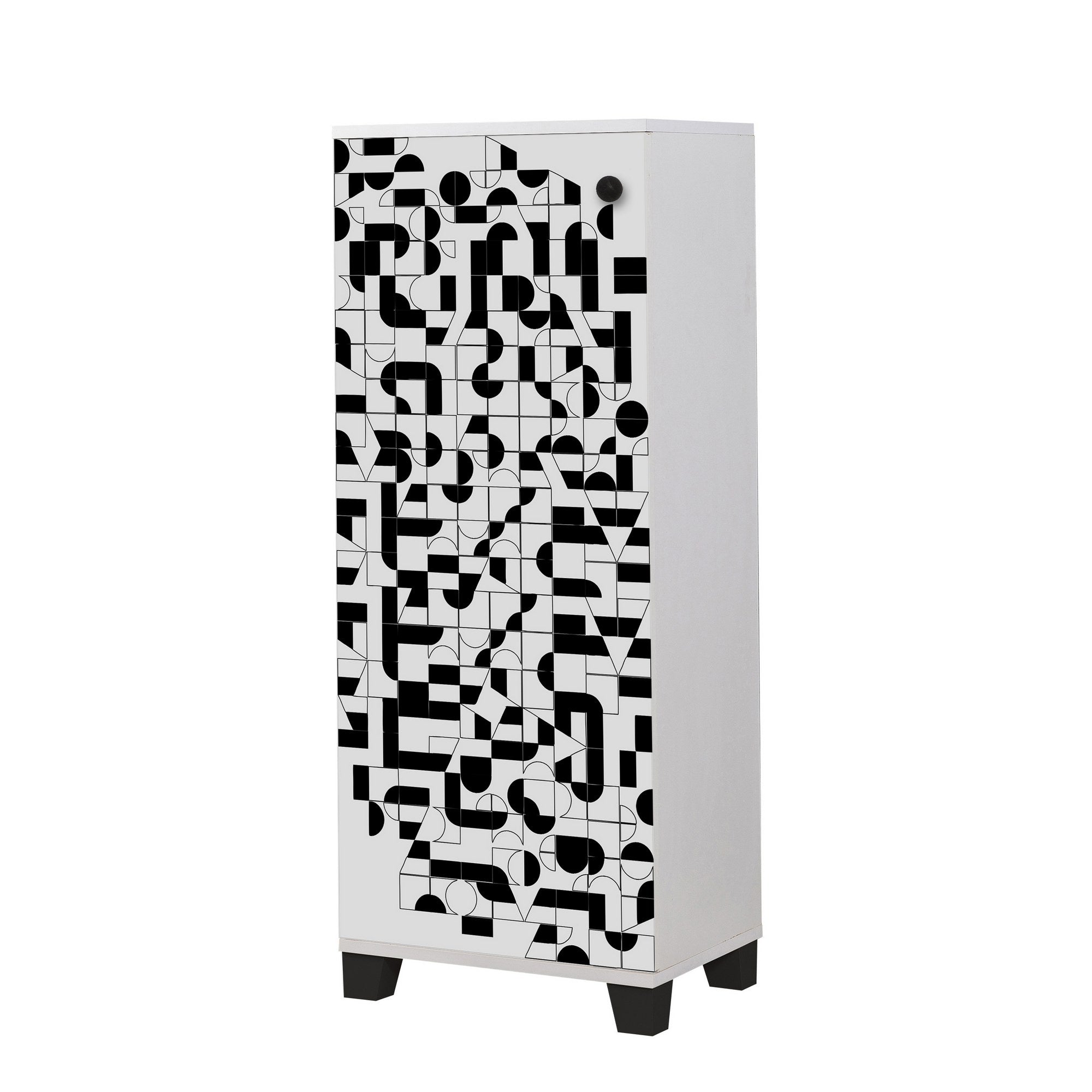 Sapateira moderna – 50 cm x 127 cm x 38 cm – branca e preta – melamina