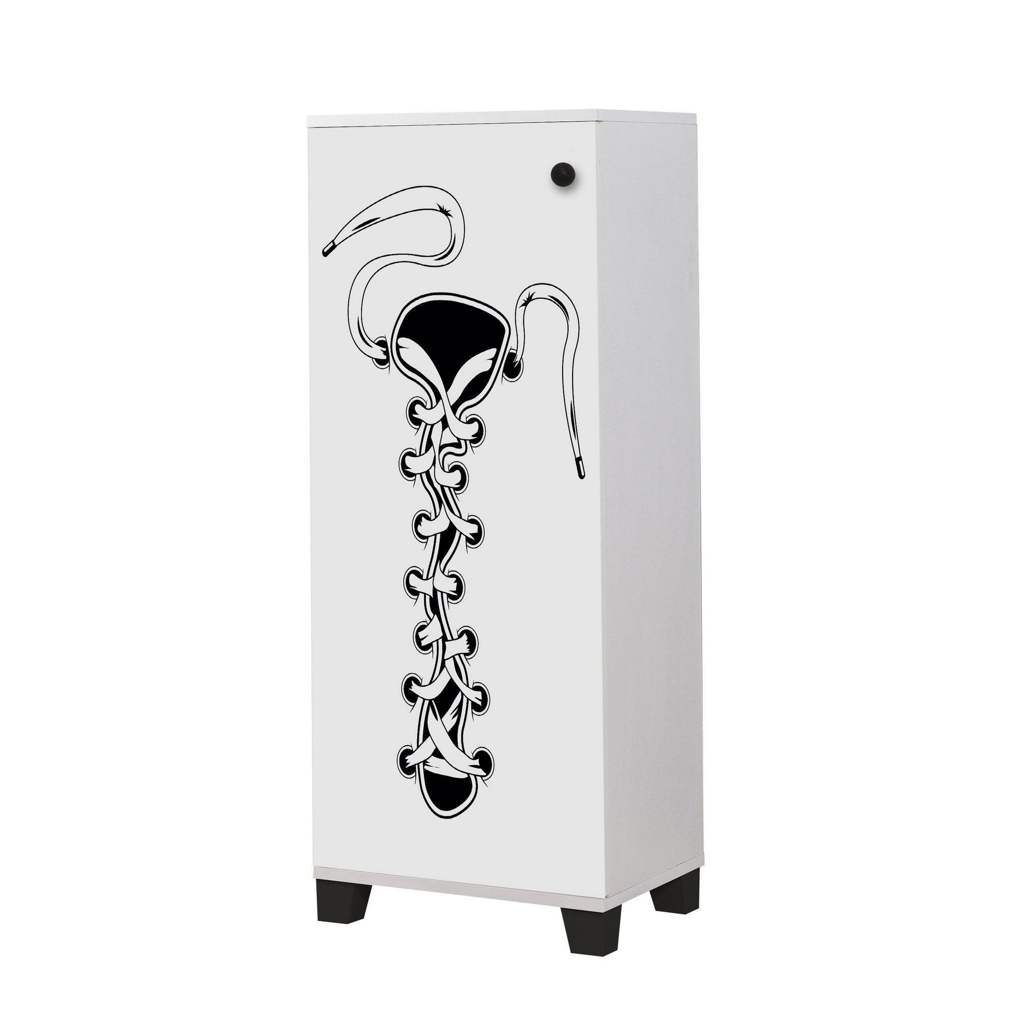 Sapateira – 50 cm x 127 cm x 38 cm – Branco e Preto – Melamina