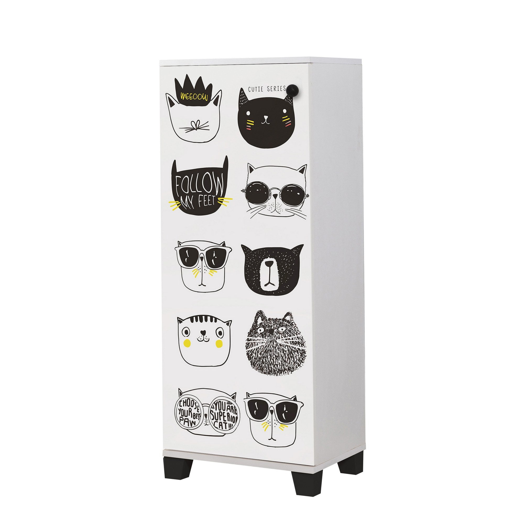 Sapateira moderna – 50 cm x 127 cm x 38 cm – branca e preta – melamina