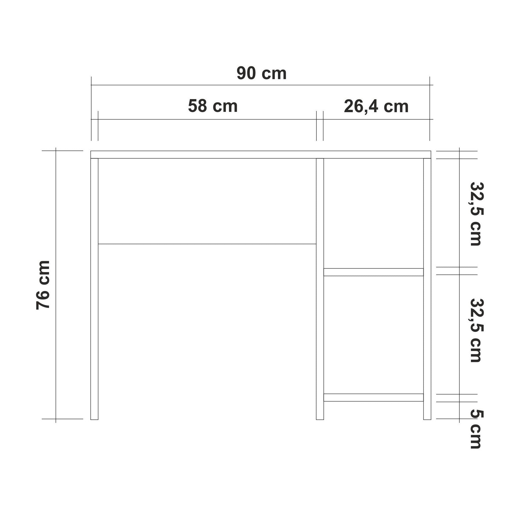 Secretária de Estudo Escandinava – 90 x 76 x 50 cm – Branca – Painel de Partículas revestido a Melamina