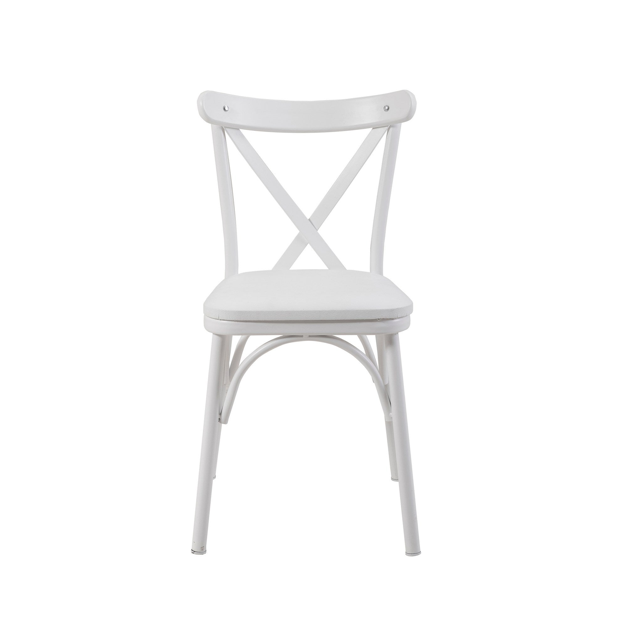 Cadeira branca elegante, 100% couro sintético, 46 x 87 x 48 cm | Painel de partículas 100% revestido em melamina durável, 18 cm de espessura | Perfeita para casa e escritório modernos