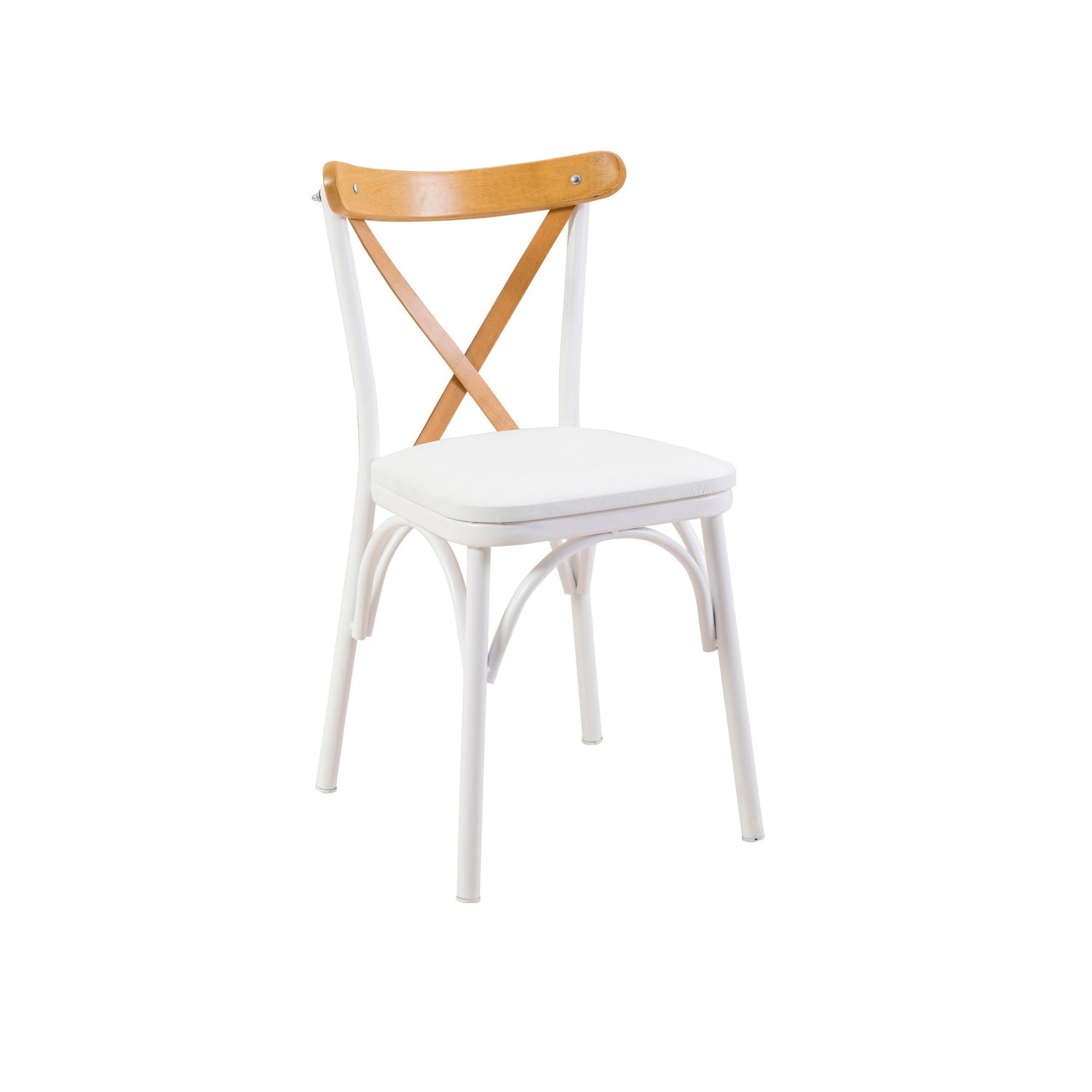 Cadeira branca elegante, 100% aglomerado revestido em melamina, 46 x 48 x 87 cm | Design durável e elegante para espaços modernos de casa e escritório