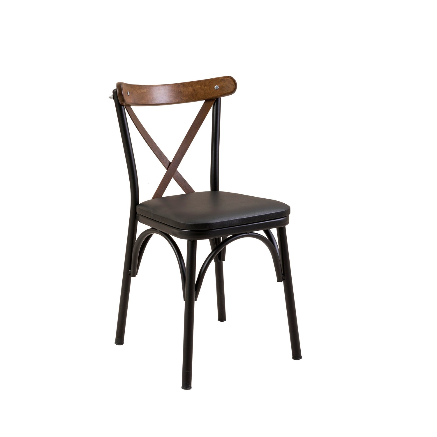 Cadeira preta elegante, 100% couro sintético, 46 x 87 x 48 cm | Painel de partículas 100% revestido de melamina durável, 18 cm de espessura | Perfeita para casa e escritório modernos