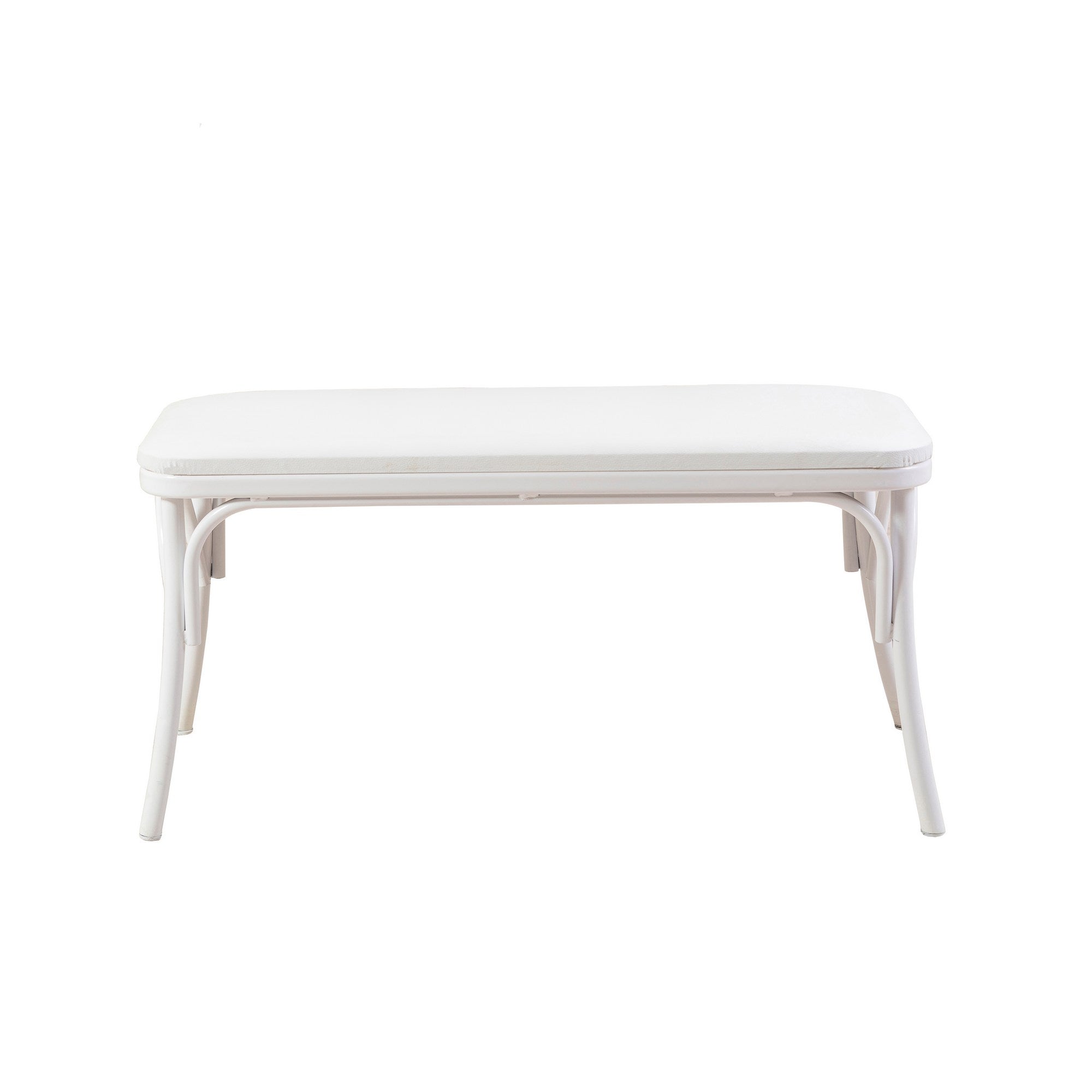Banco branco elegante, 100 cm x 49 cm x 41 cm | Painel de partículas 100% revestido em melamina e pernas de madeira de faia | Estofamento em couro sintético elegante para espaços modernos